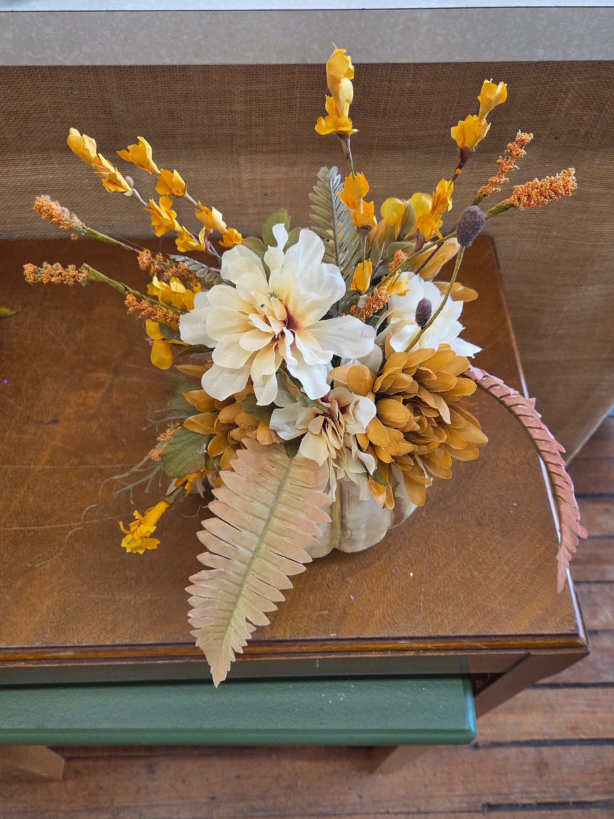 White  Floral Pumpkin