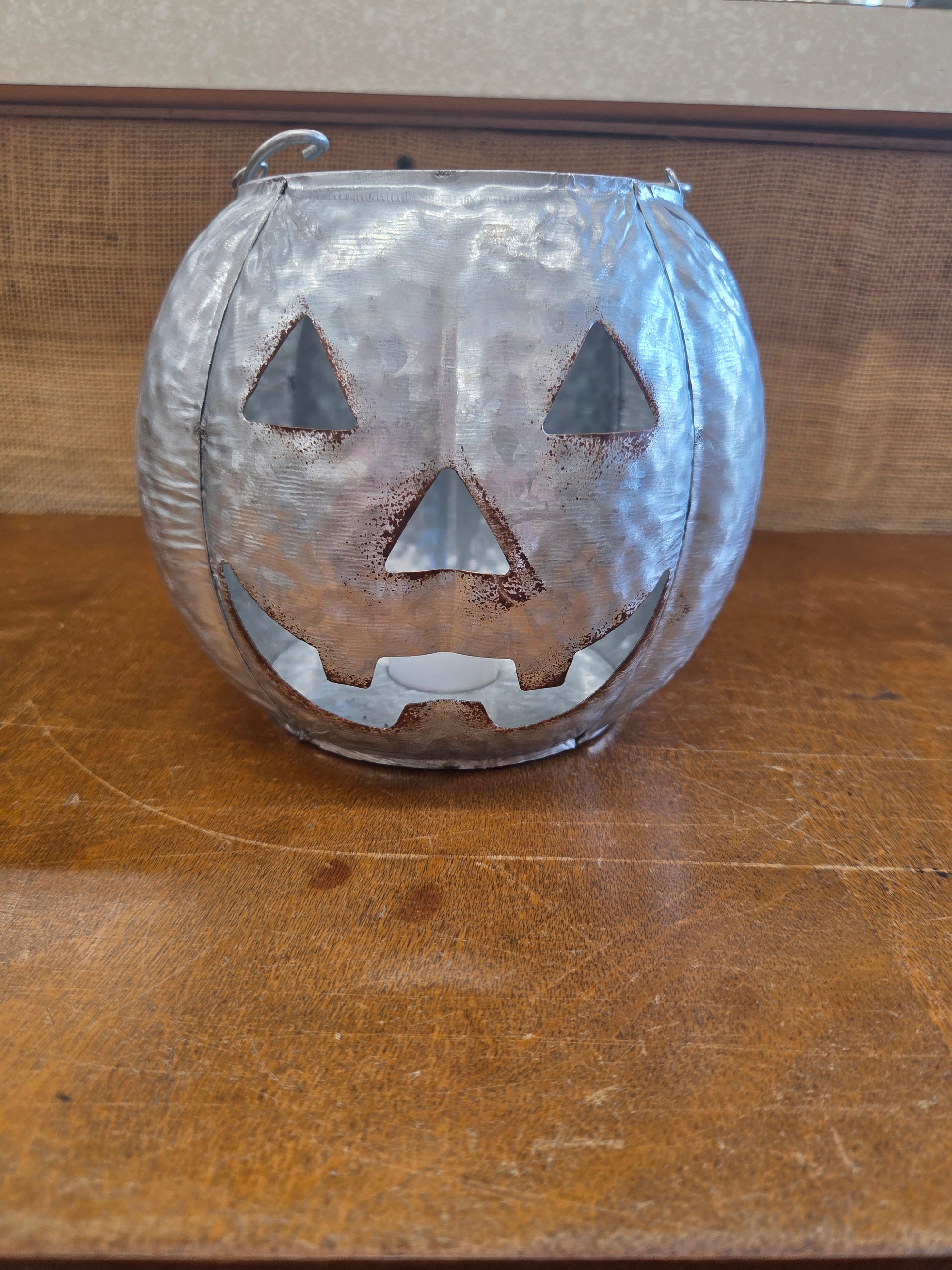 Silver  Jack-O-Lantern Metal Bucket