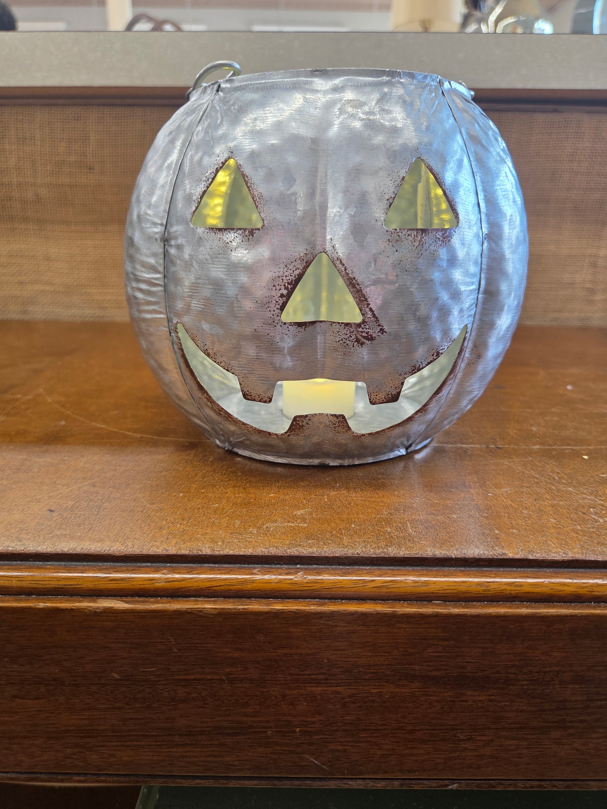 Silver  Jack-O-Lantern Metal Bucket