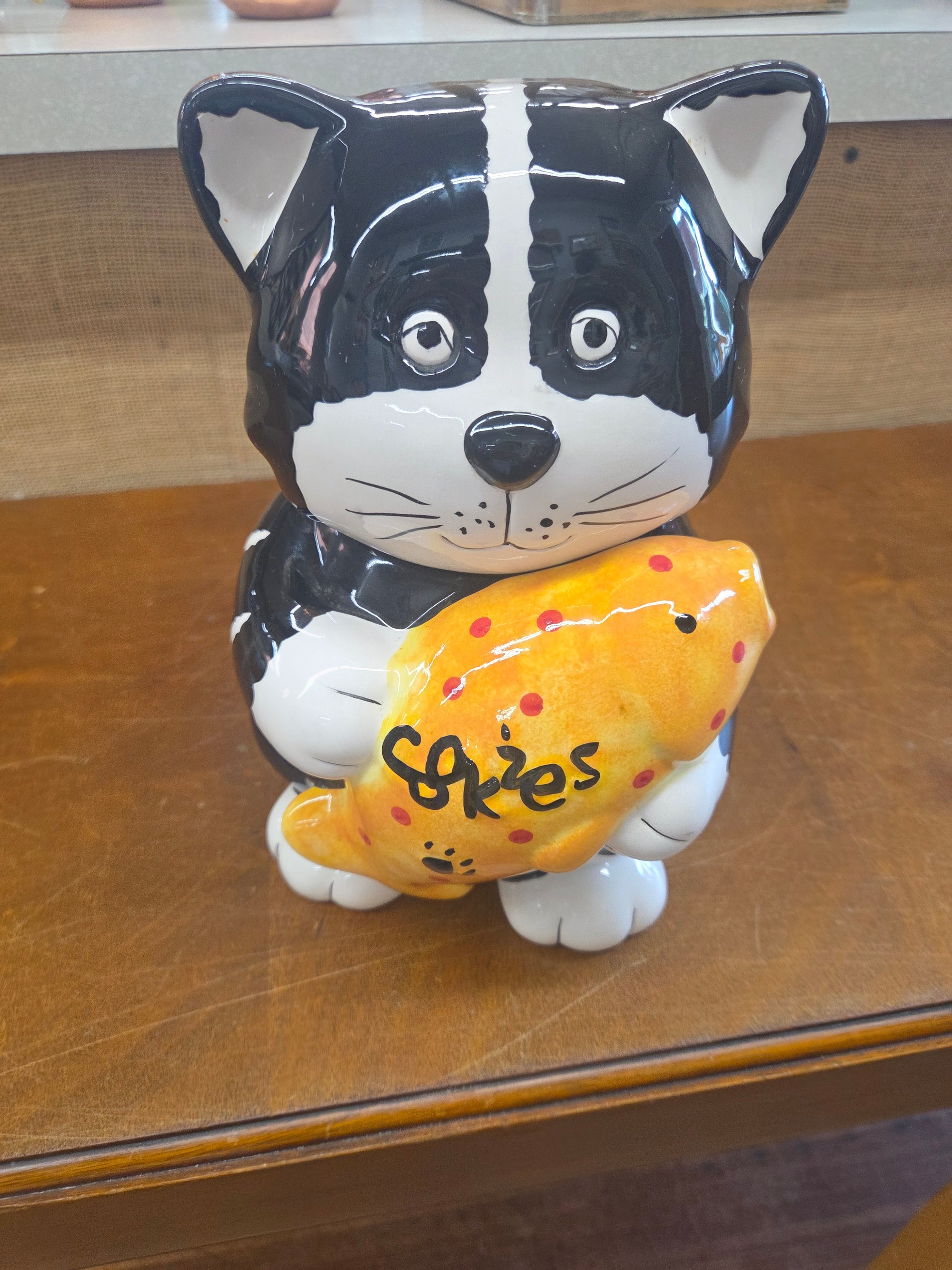 Black and White  Cat Cookie Jar
