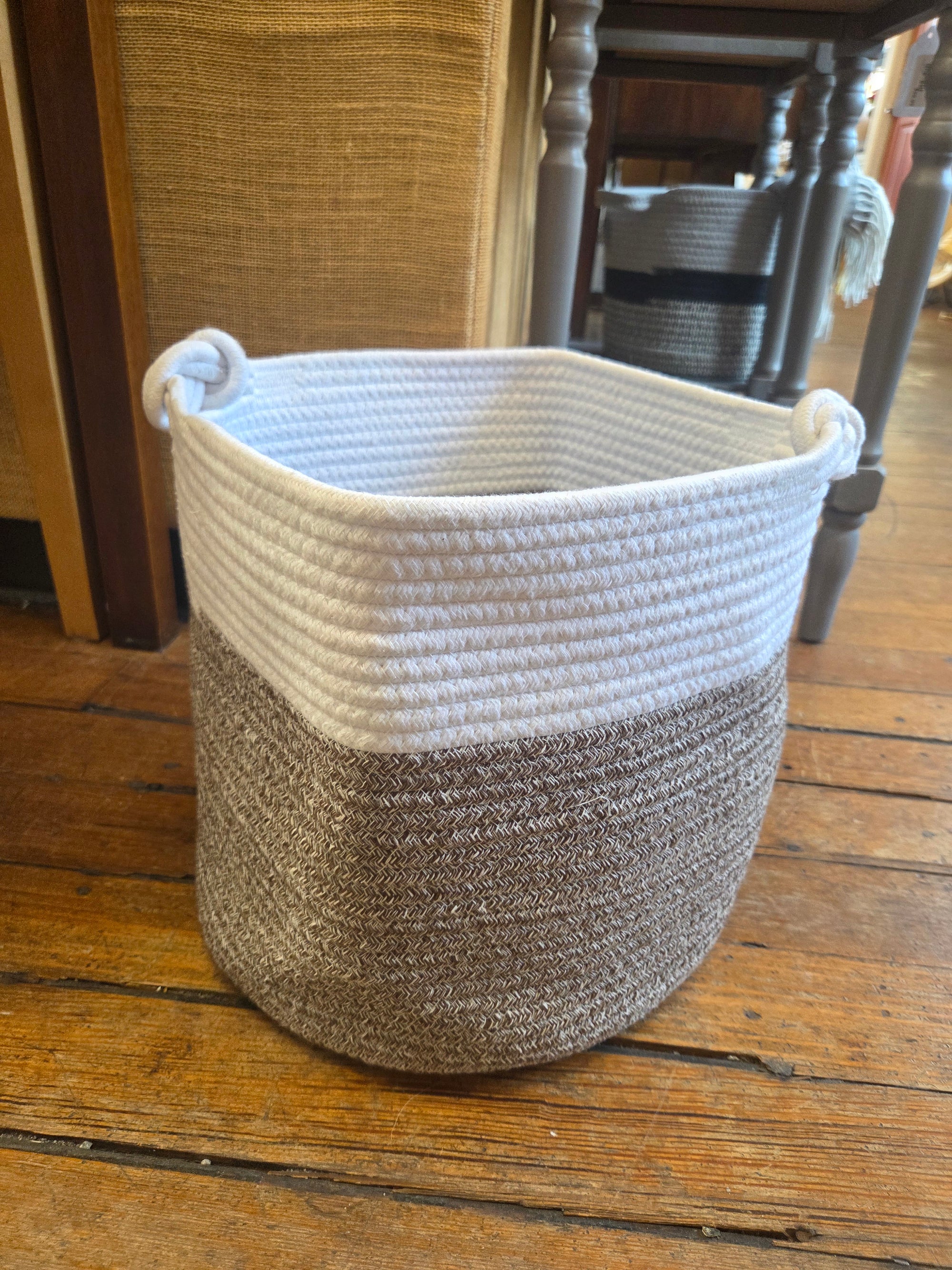 White and Brown  Storage Basket