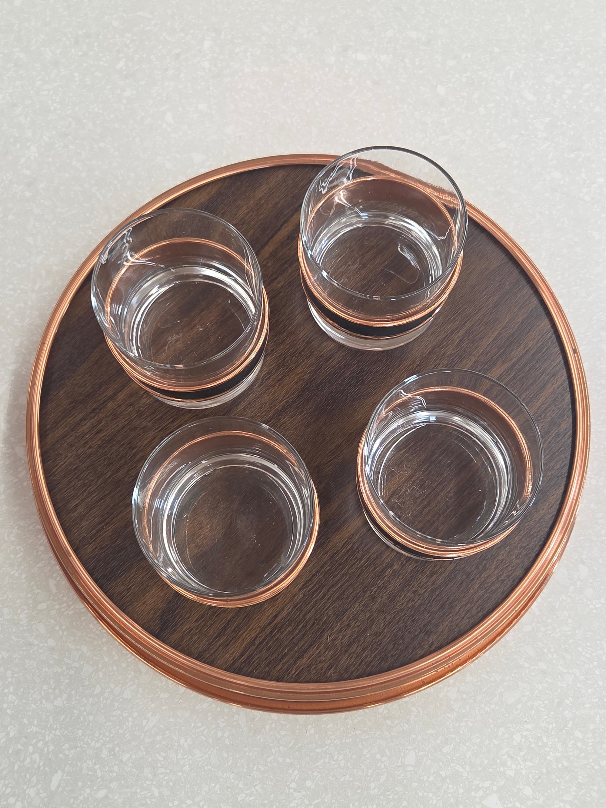 Glasses and Tray, 5 pc set