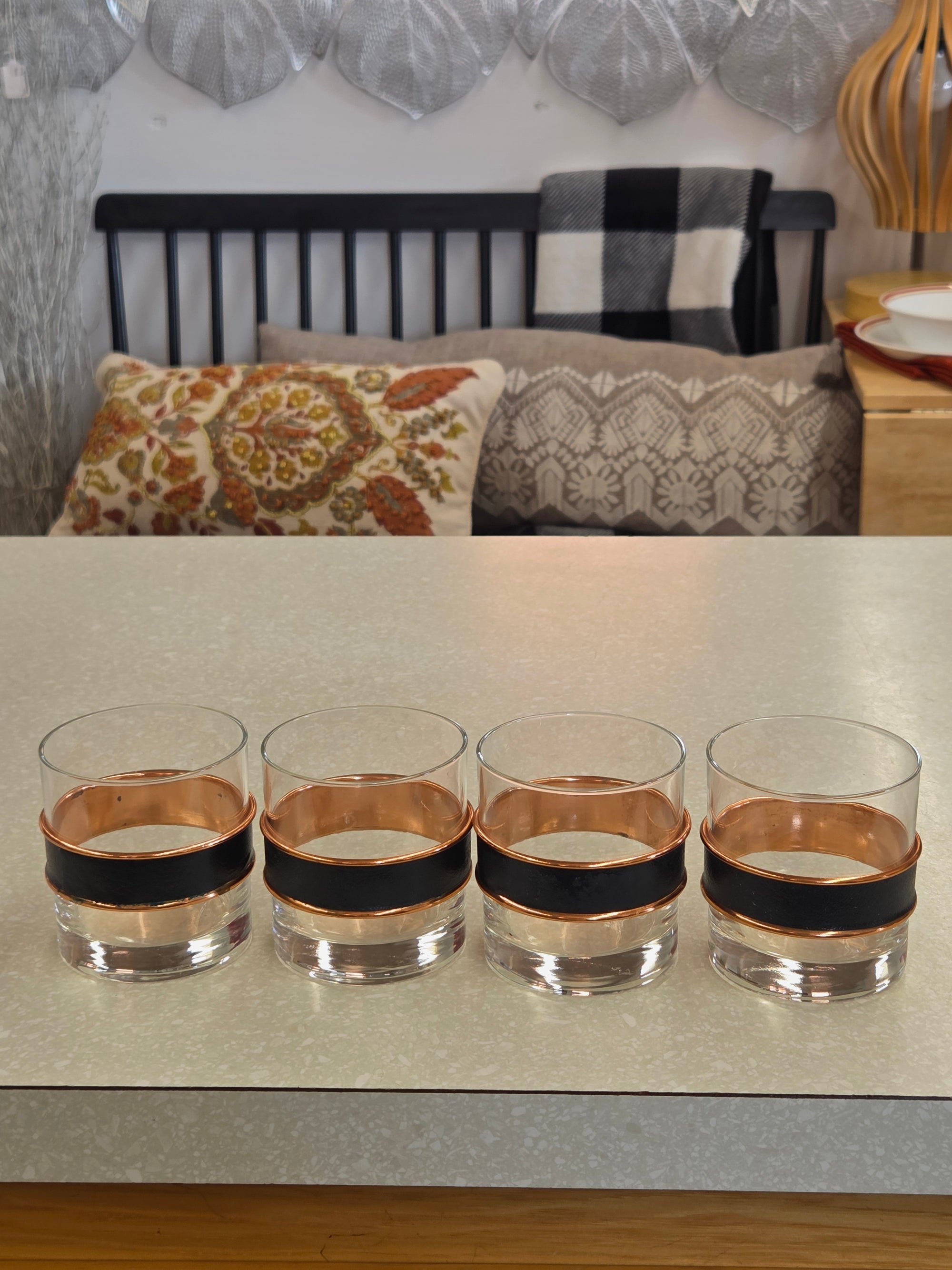 Glasses and Tray, 5 pc set