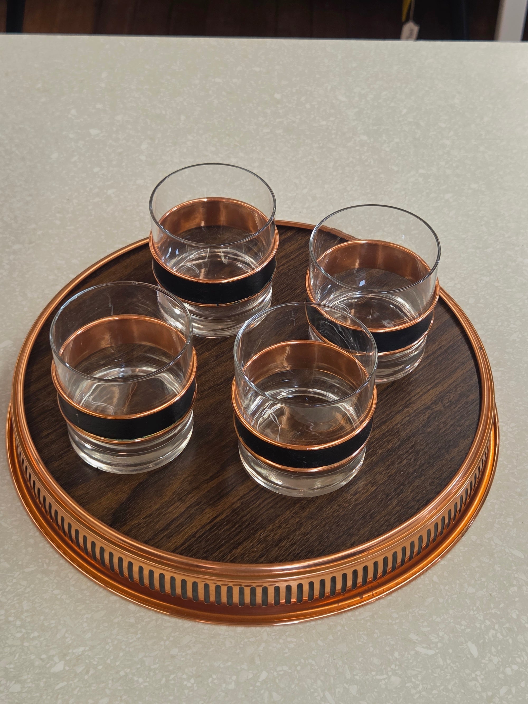 Glasses and Tray, 5 pc set