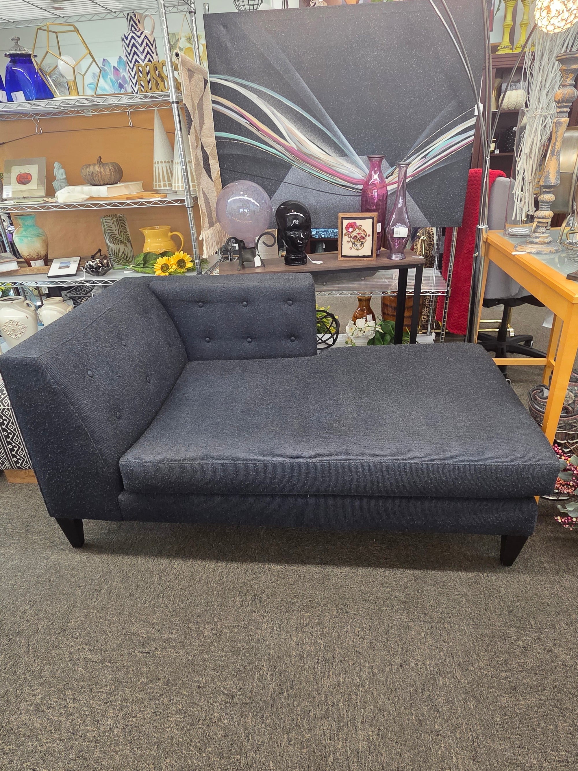Navy Crate & Barrel Chaise
