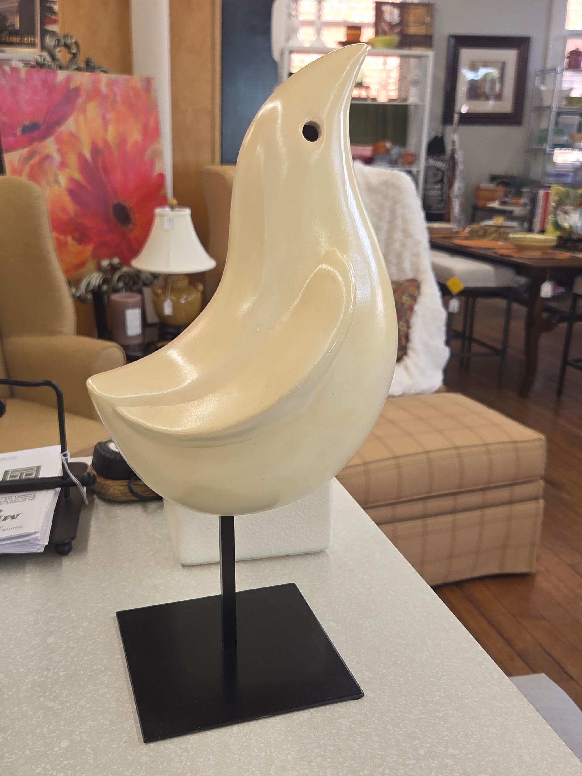Cream Bird Statue