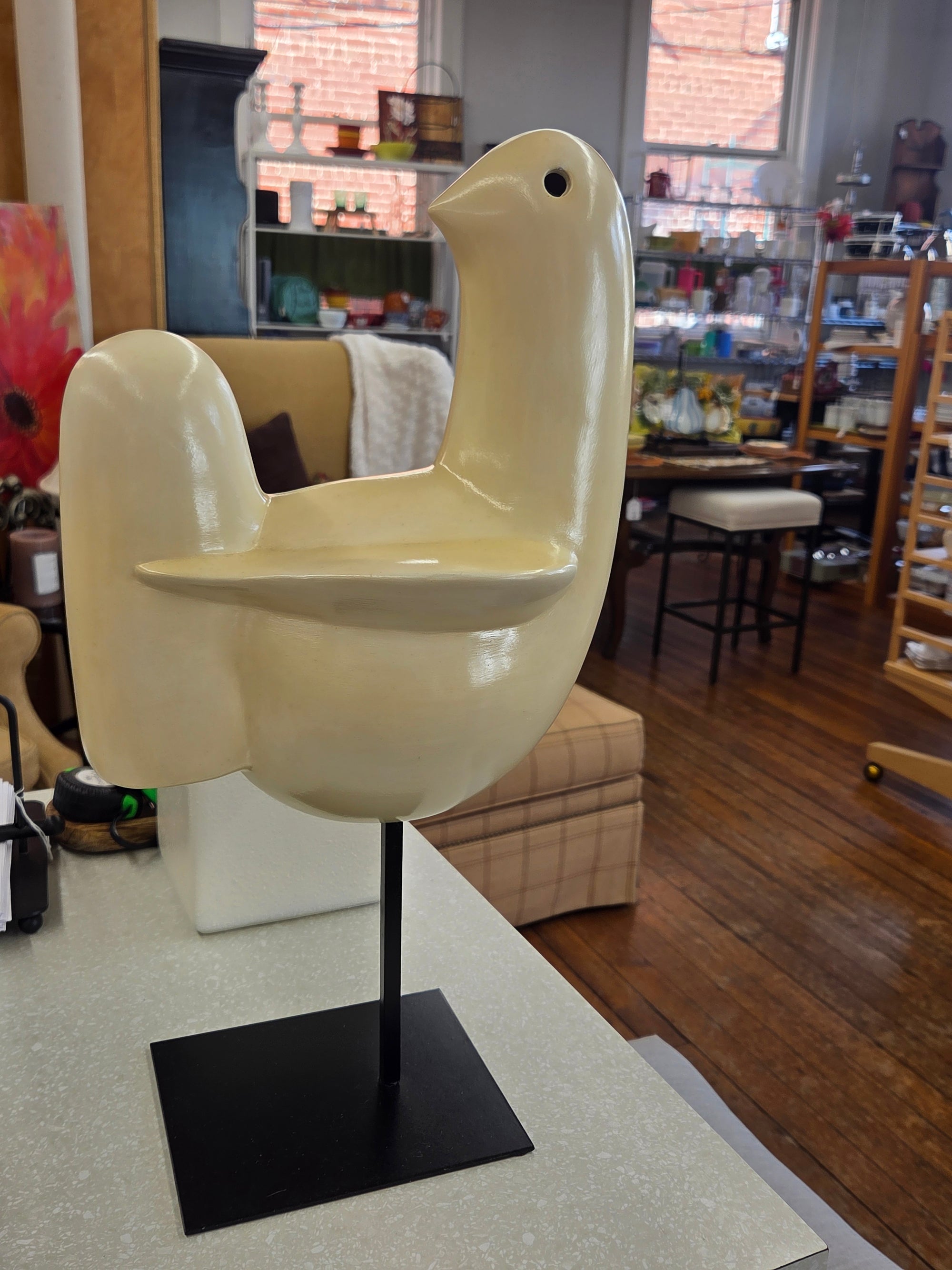 Cream Bird Statue