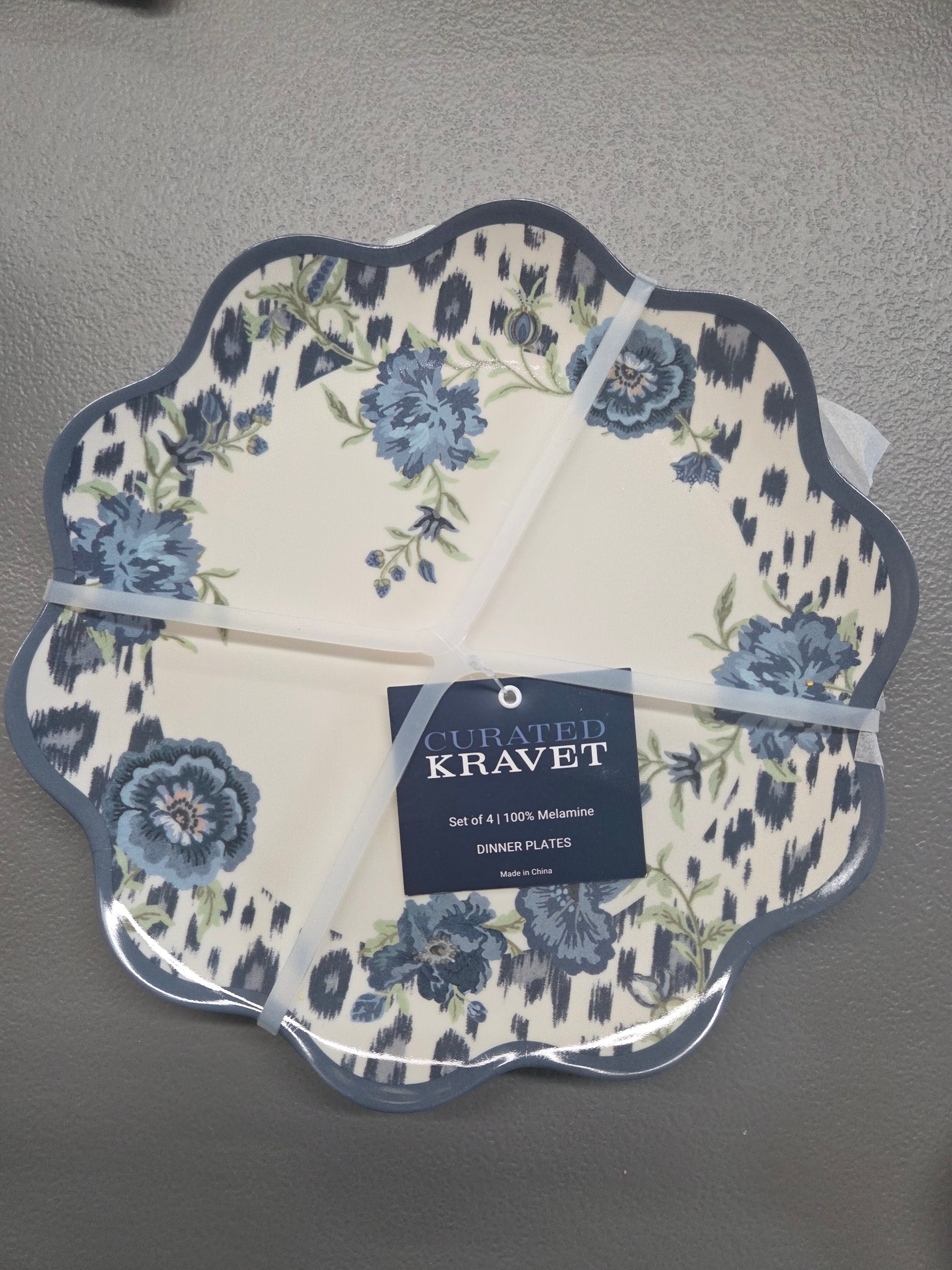Blue  Floral Dinner Plates, Set of 4