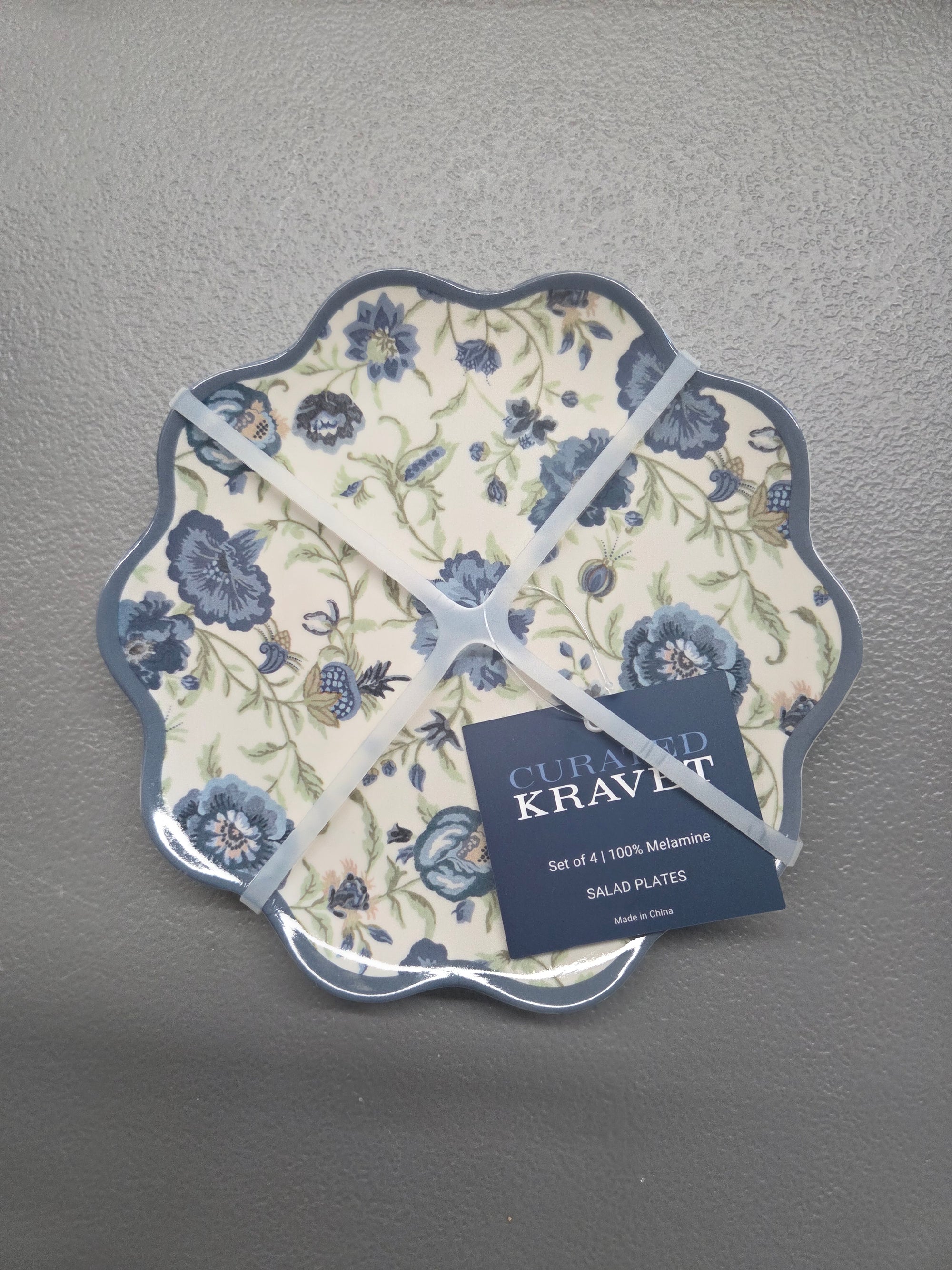 Blue  Floral Salad Plates, Set of 4