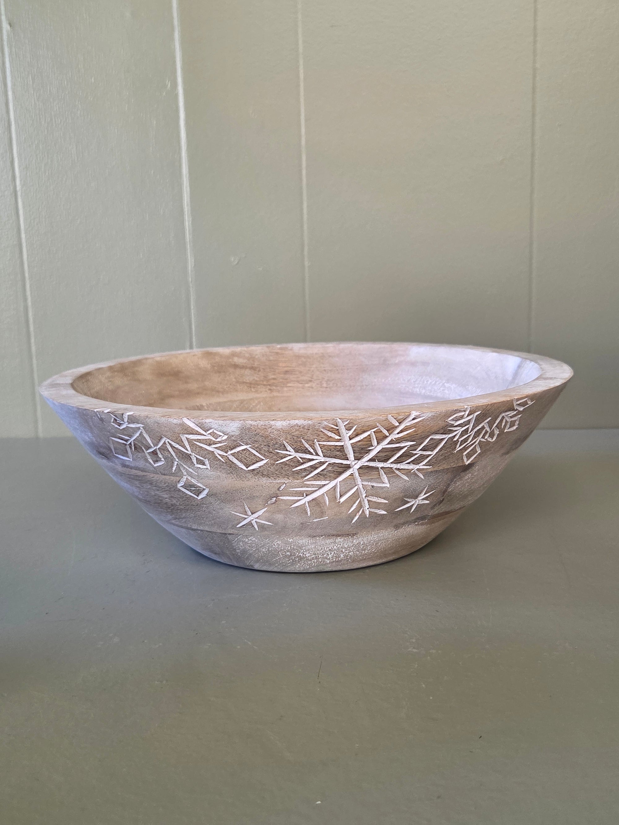 Wooden Snowflake Bowl, As Is