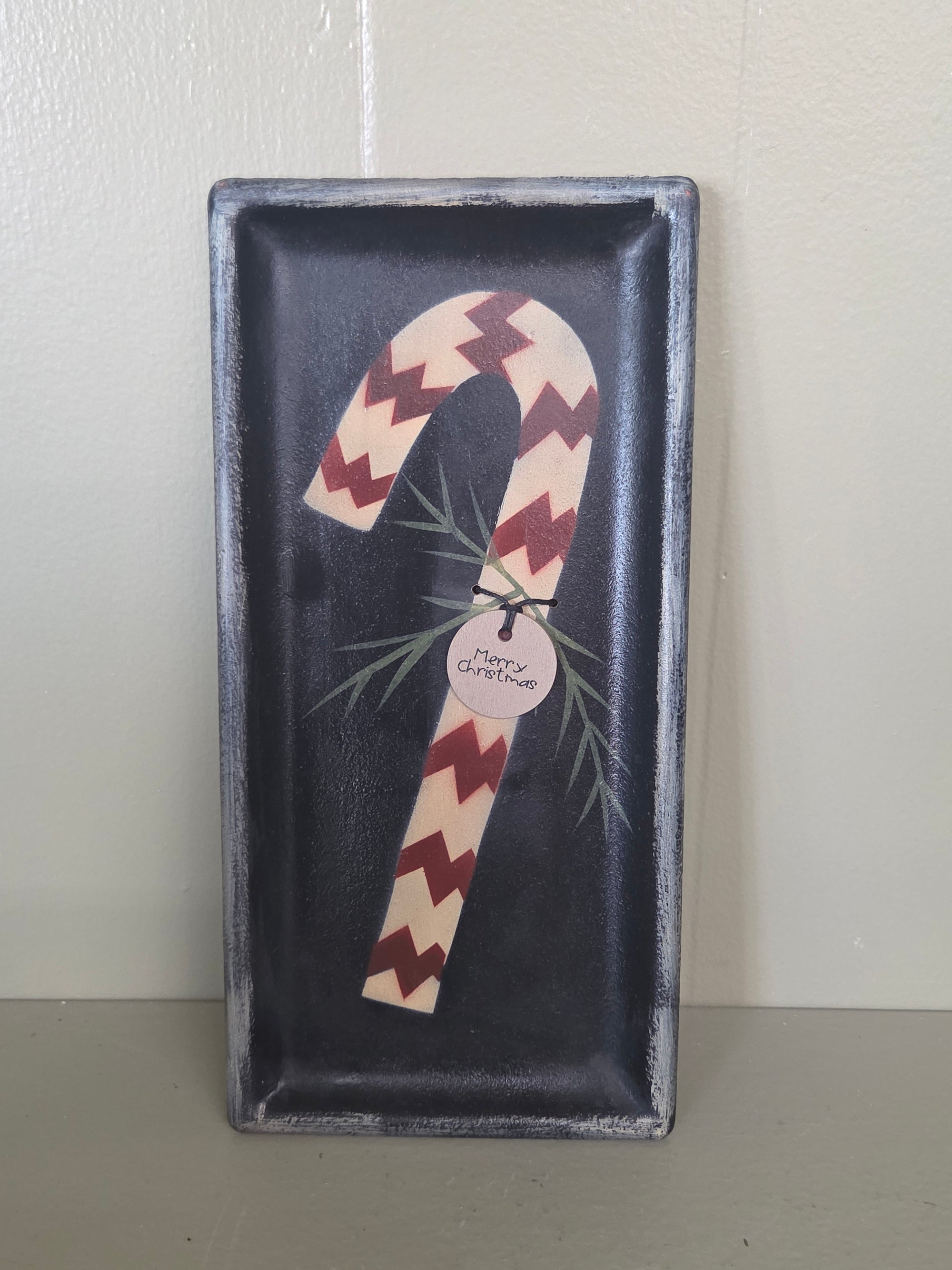 Candy Cane Wodden Tray