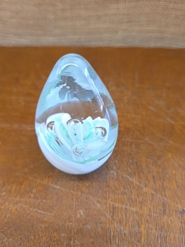 Clear and White  Glass Paperweight