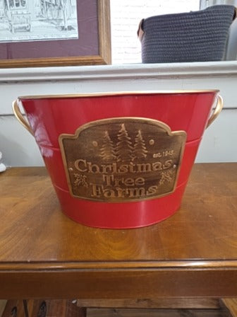 Red and Gold  Christmas Tree Farms Bucket
