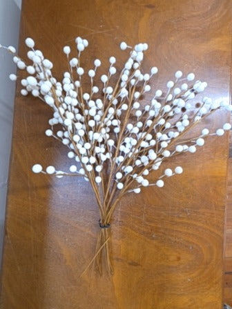 White  Hollyberry Stems, 9 Stems