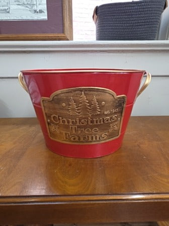 Red and Gold  Christmas Tree Farms Bucket