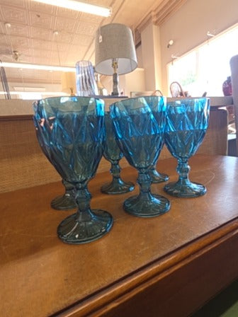 Blue  Wine Glasses, Set of 6