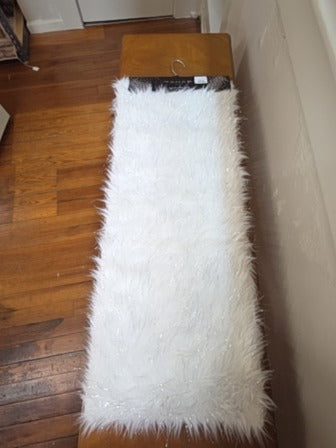 White  Faux Fur Table Runner