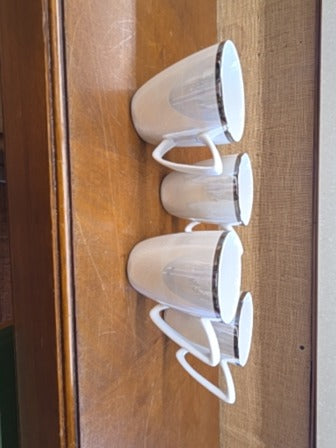 Silver and White Pier 1 Mugs set of 4