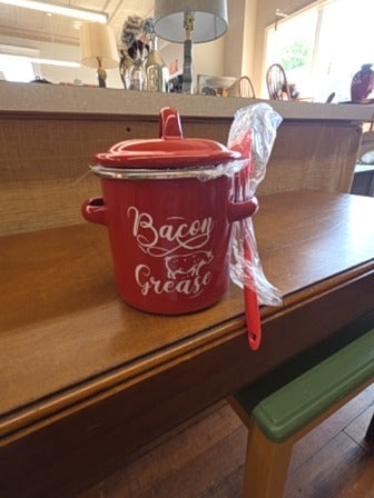 Red  Bacon Grease Container