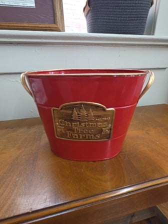 Red and Gold  Christmas Tree Farms Bucket