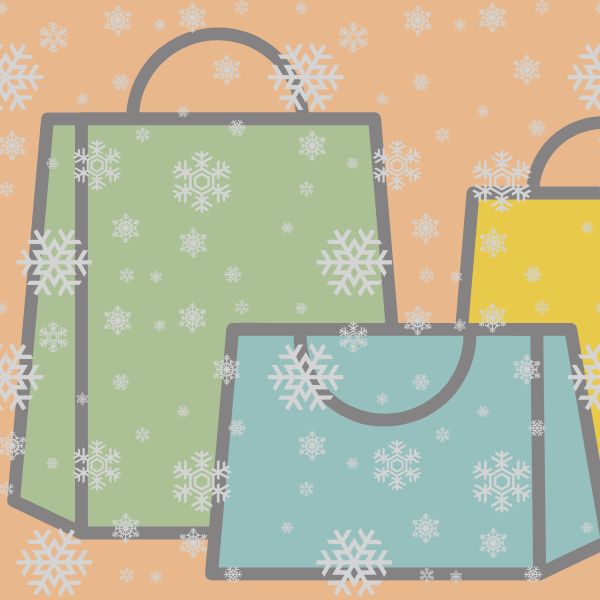 Shopping bags and snowflakes