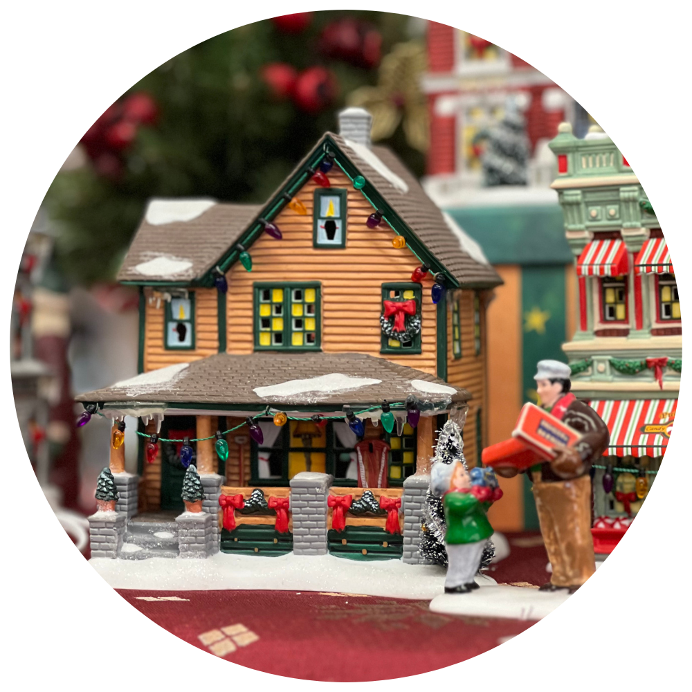 Ceramic Dept 56 house and figurines