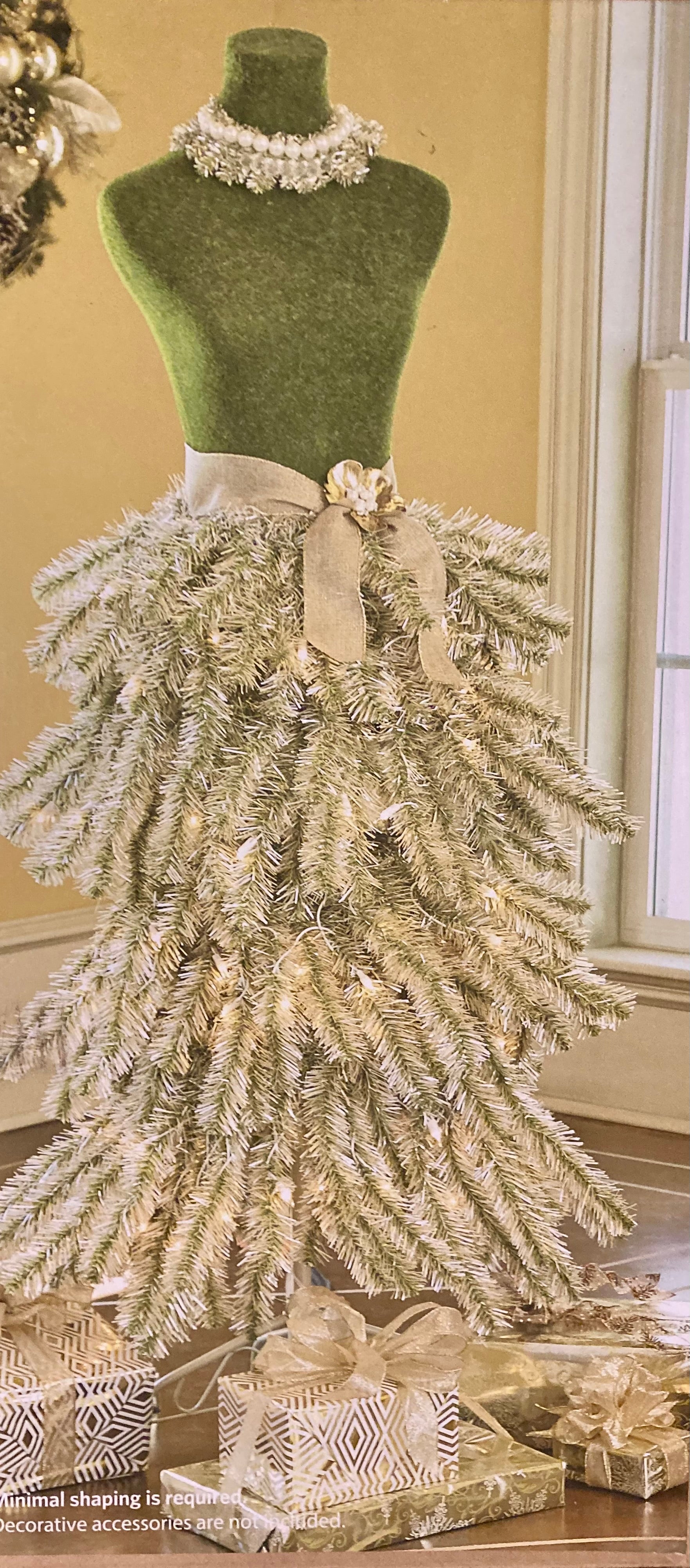 Gold and Green  Lighted Skirt  Dress Form