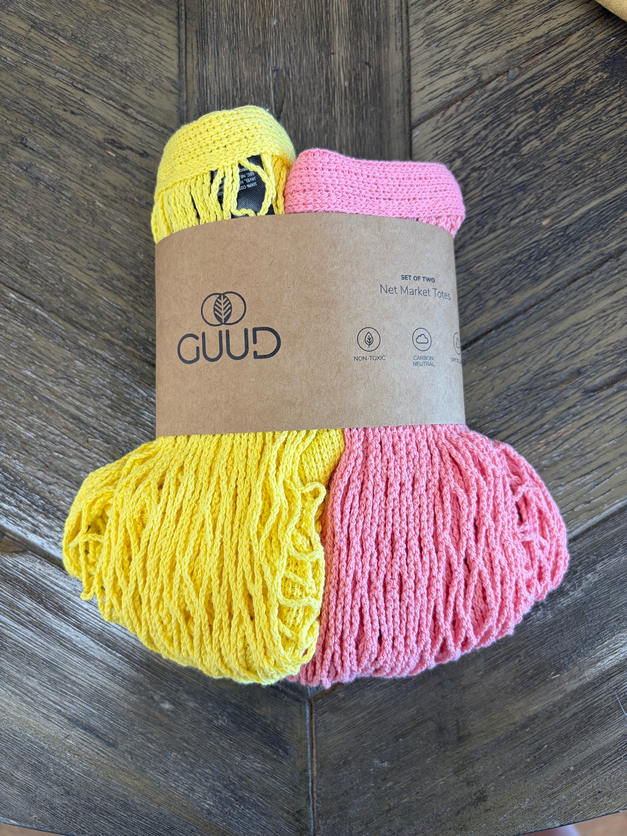 Pink and Yellow  Net Tote Bag, Set of 2