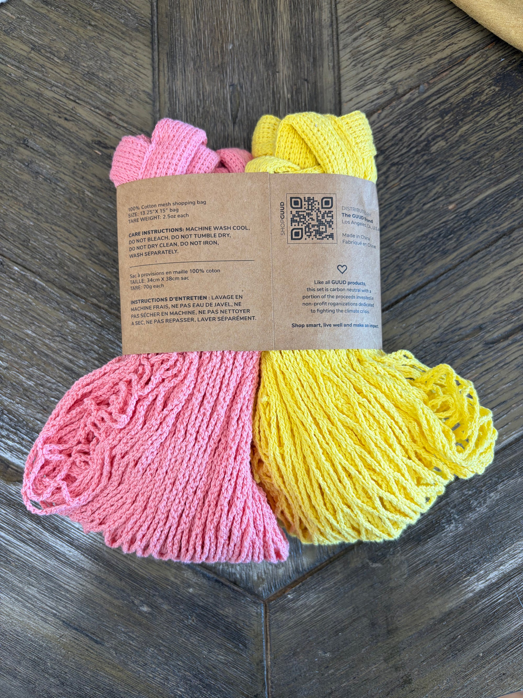 Pink and Yellow  Net Tote Bag, Set of 2