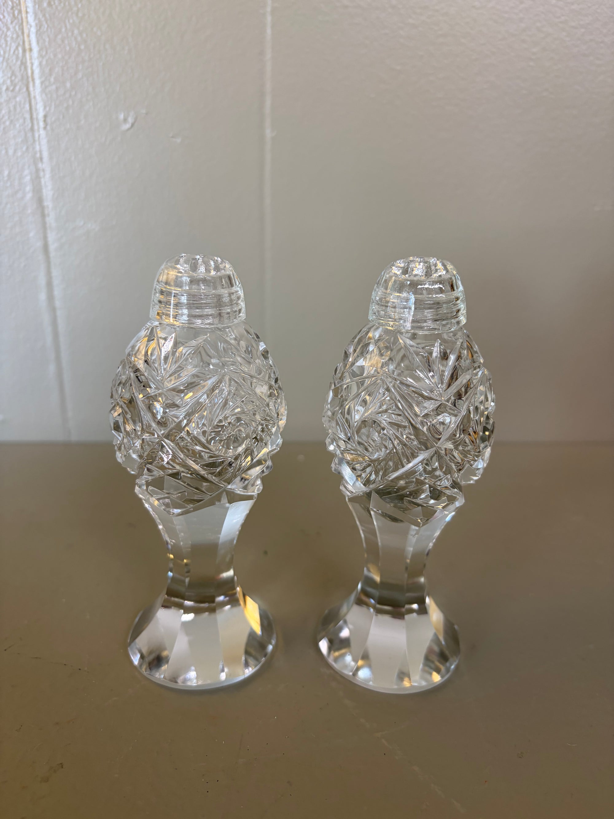 Crystal Salt and Pepper Shakers, Set of 2