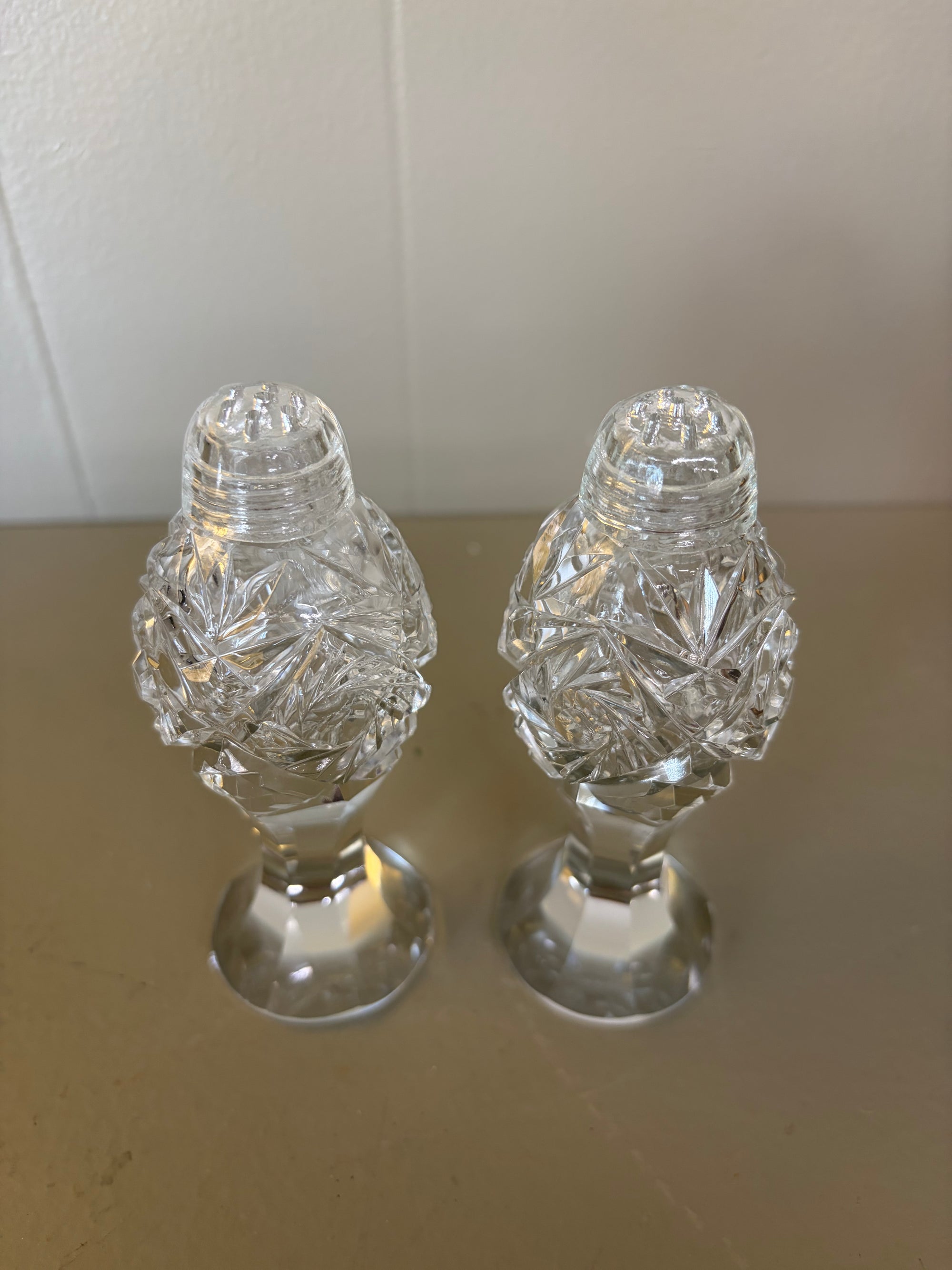 Crystal Salt and Pepper Shakers, Set of 2