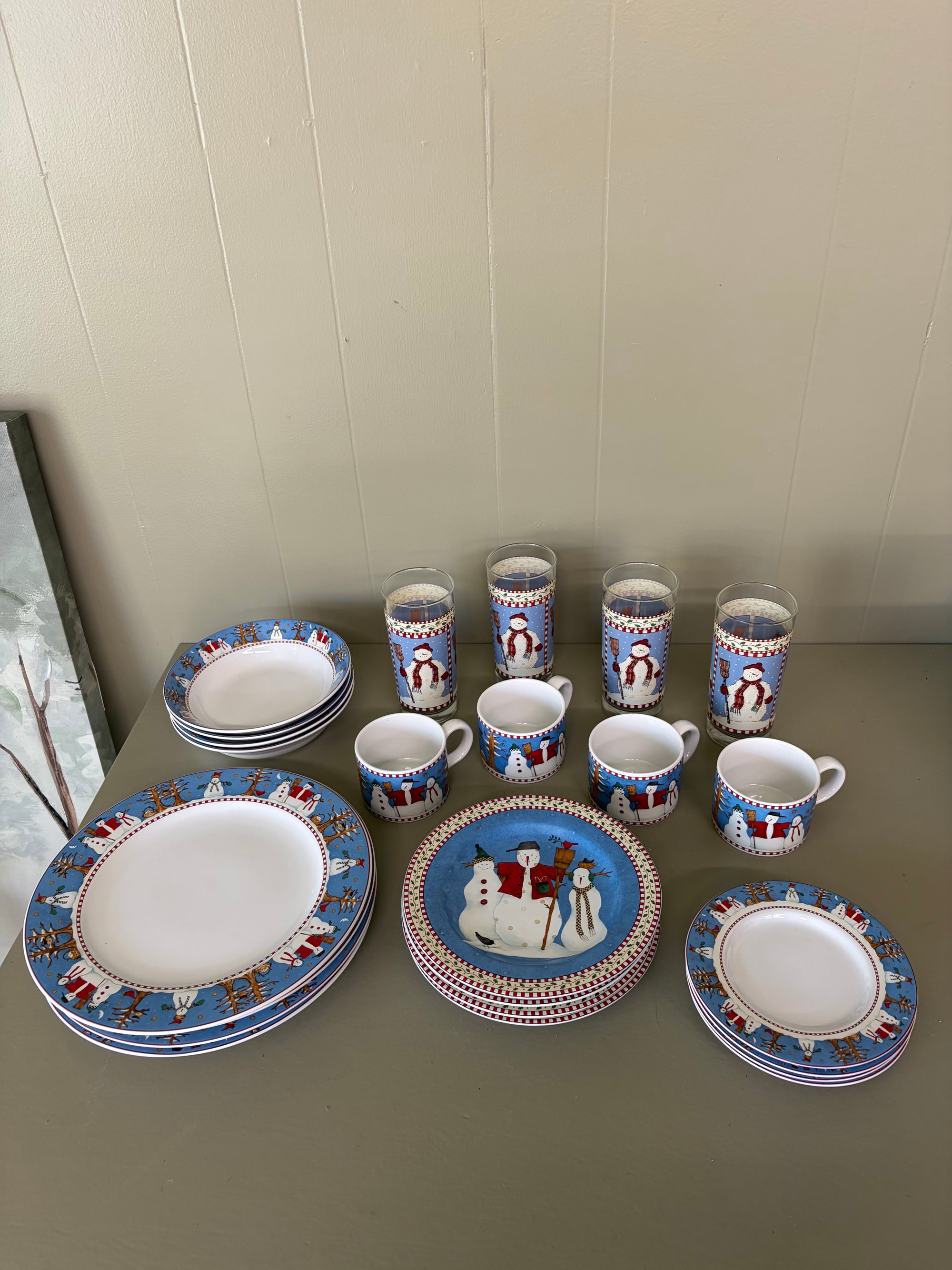 Snowman Dinnerware Set, 24 pc set