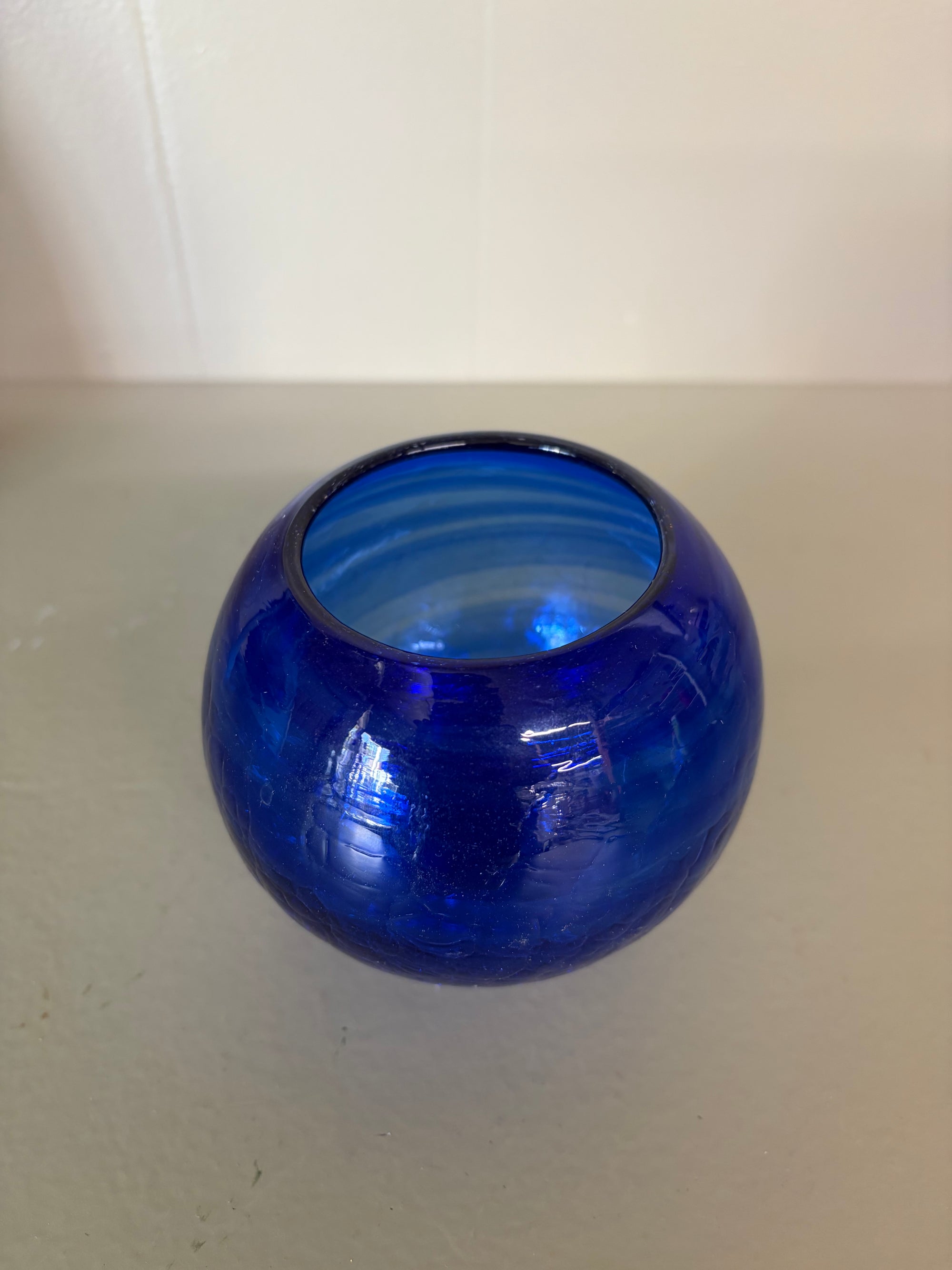 Blue  Round Glass Votive