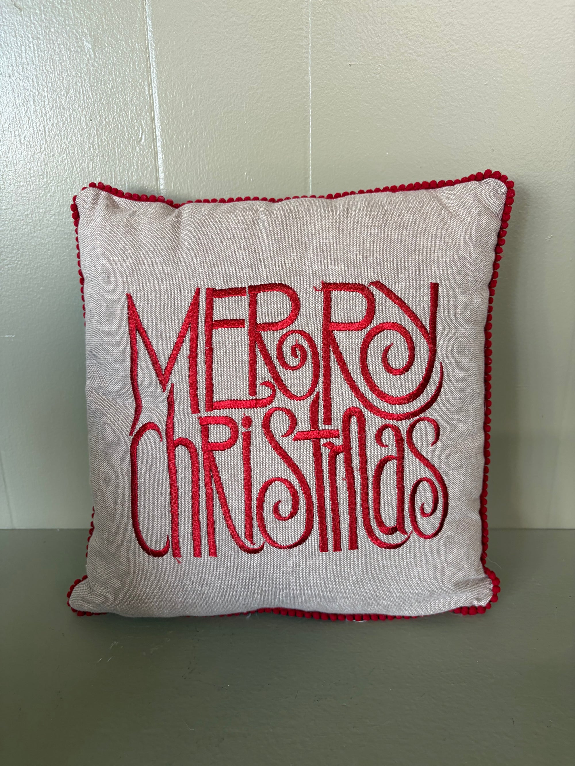 Beige and Red  Chritsmas Throw Pillow