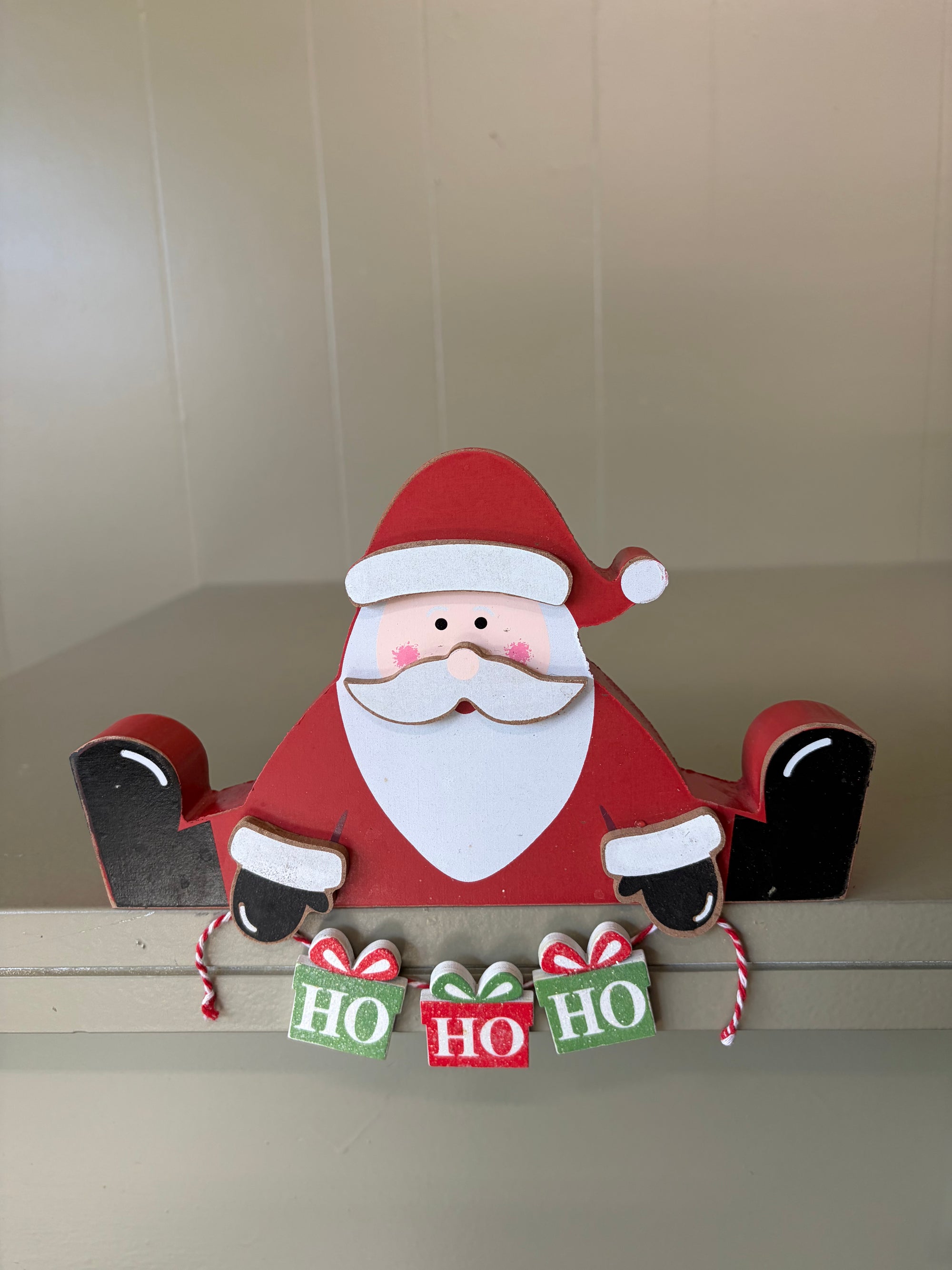 Sitting Wooden Santa
