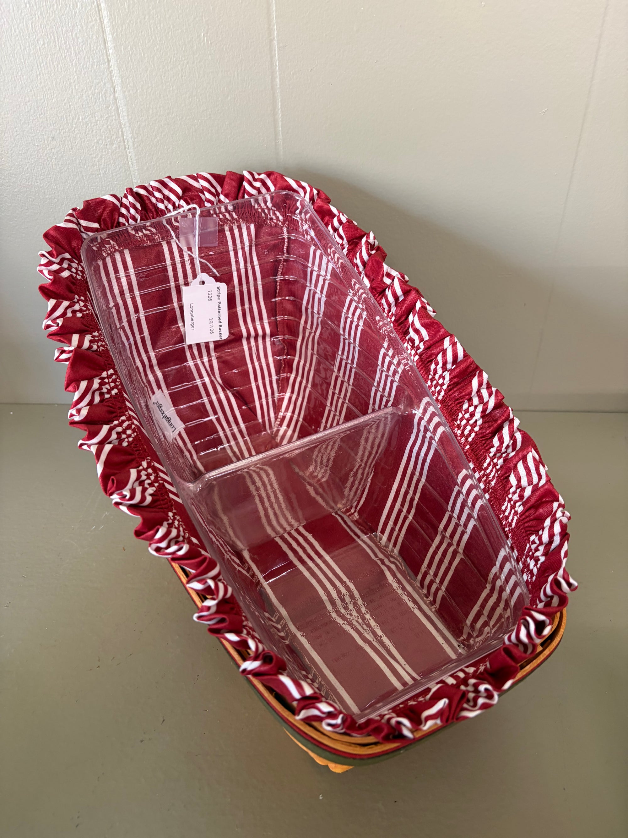 Red Longaberger Stripe Patterned Basket