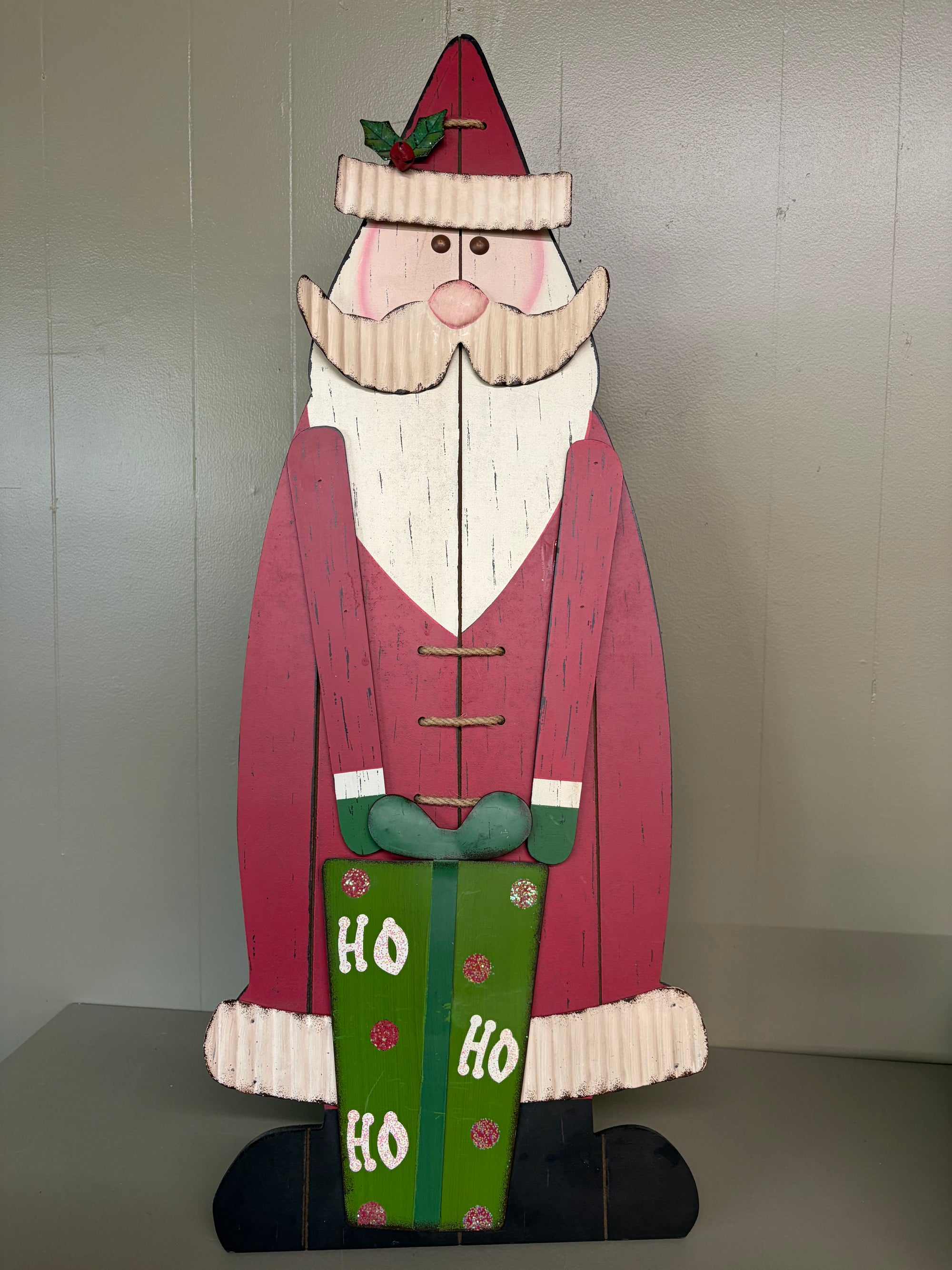Wooden & Metal Santa Sign