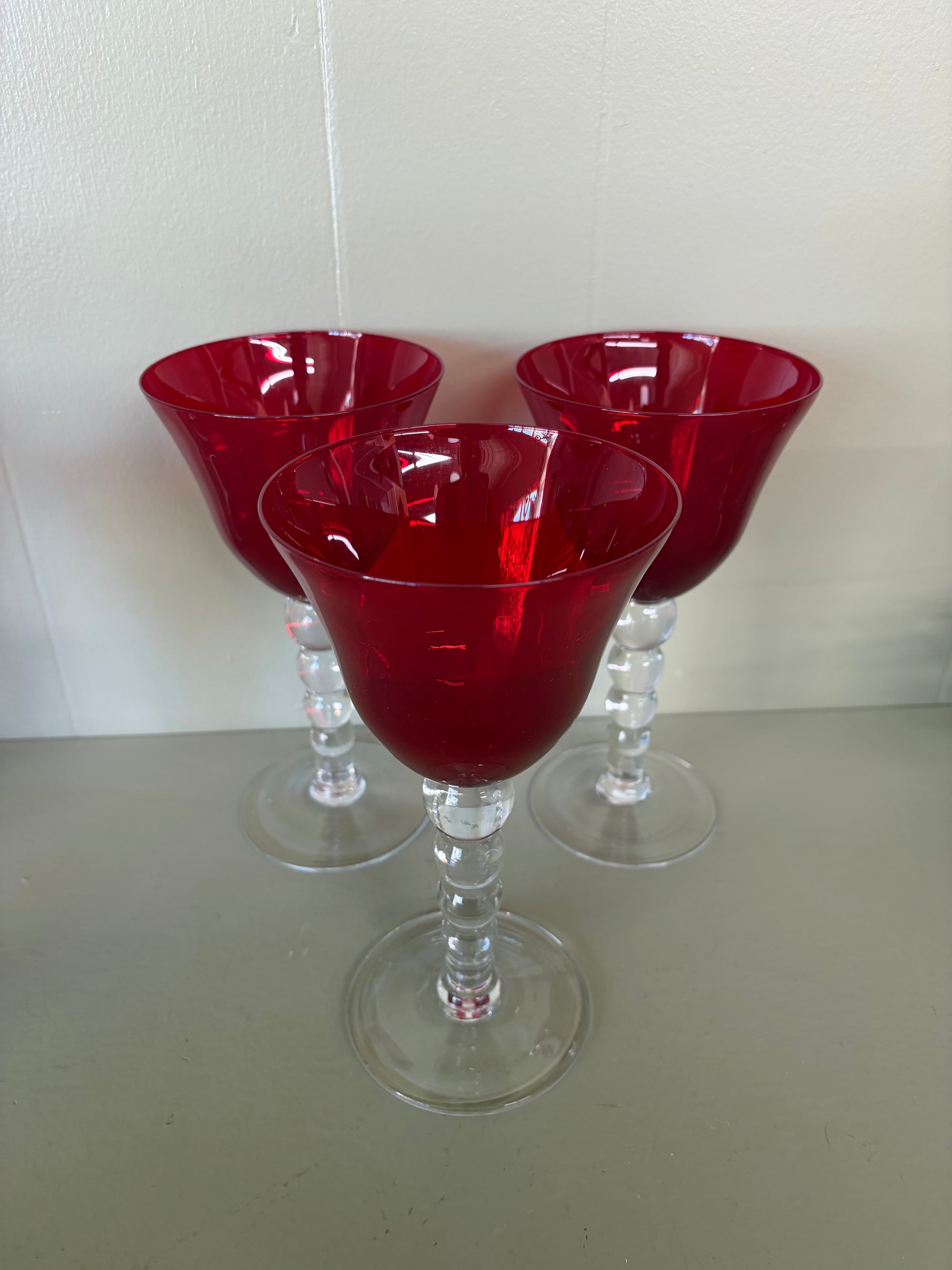 Rudy Red Goblet Set, 3 pc set