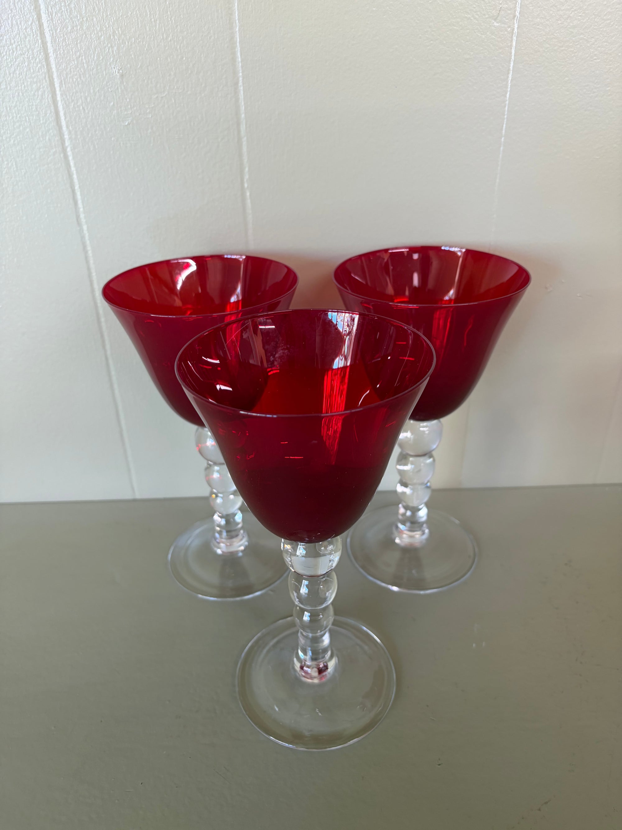 Rudy Red Goblet Set, 3 pc set
