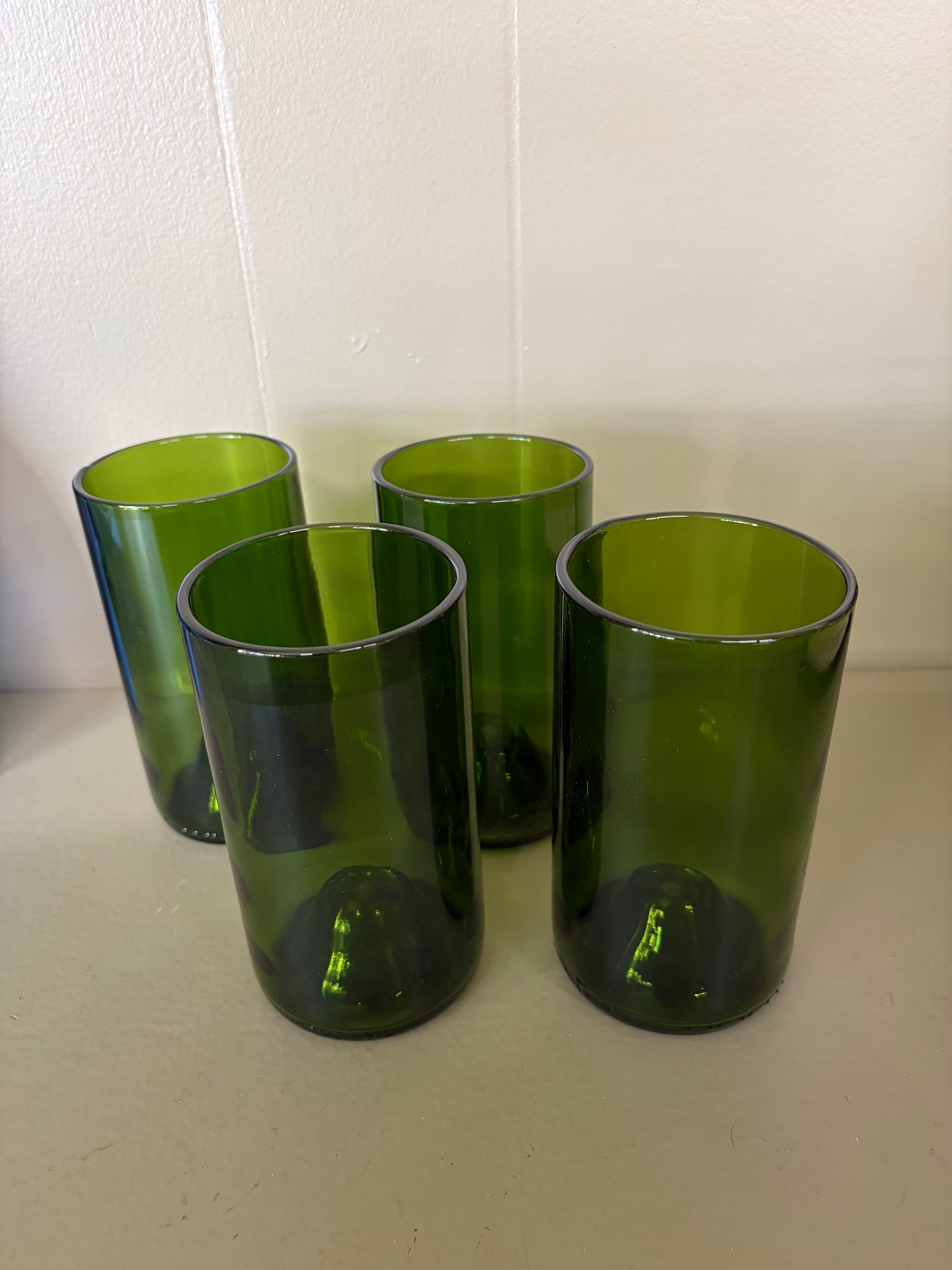 Green  Wine Bottle Glass Set, Set of 4