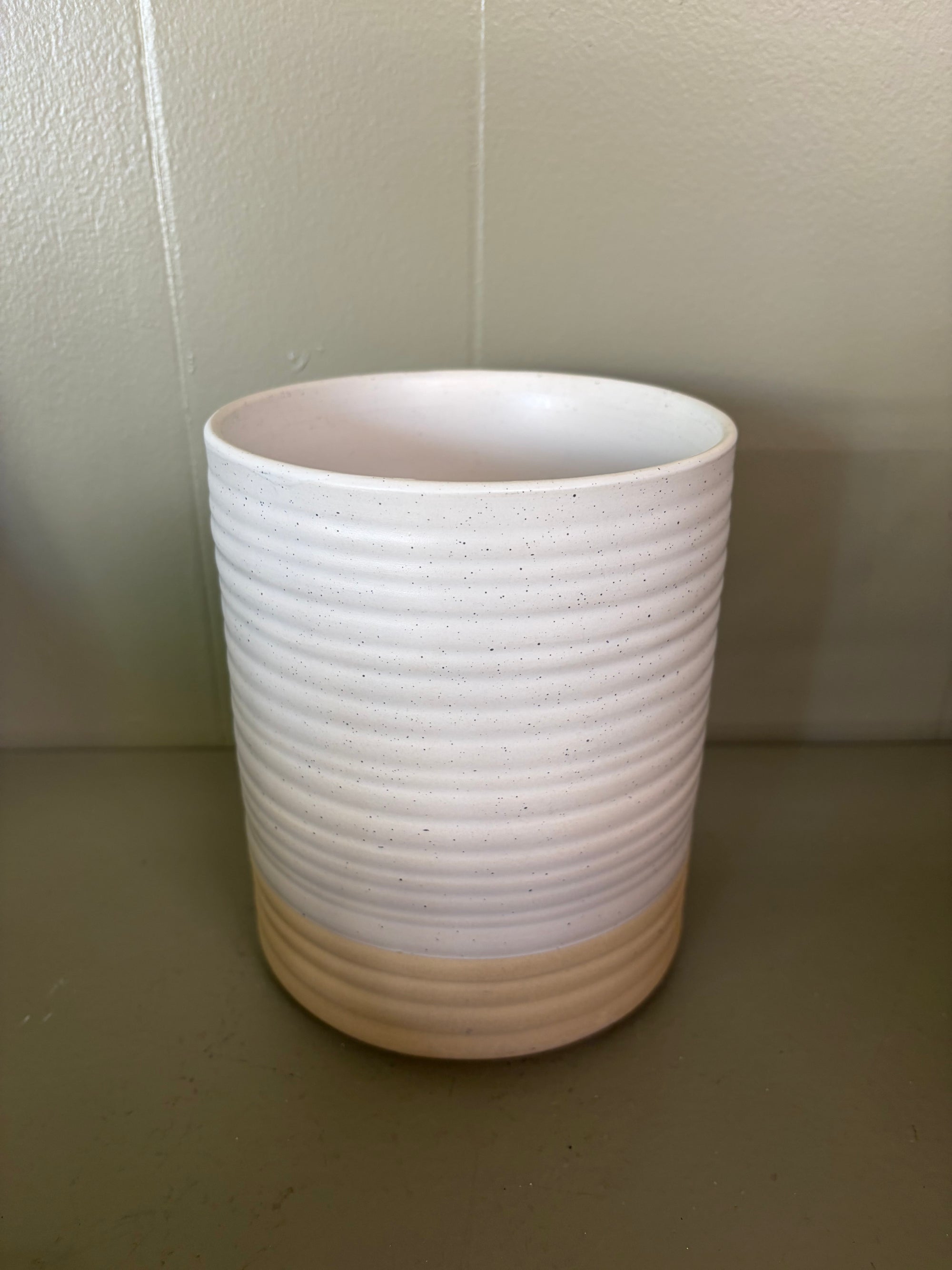 Beige and White  Ceramic Planter