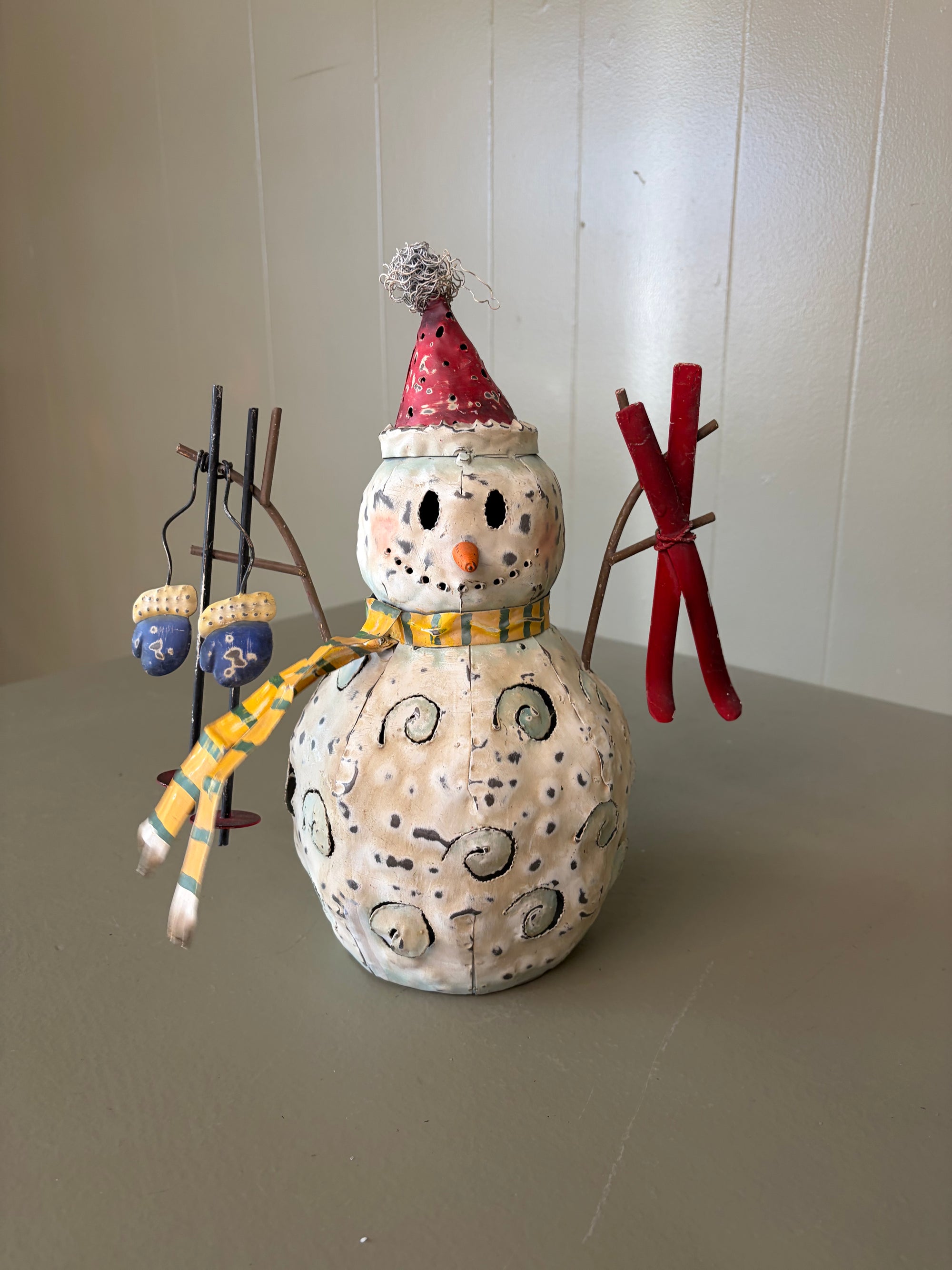 Metal Skiin Snowman