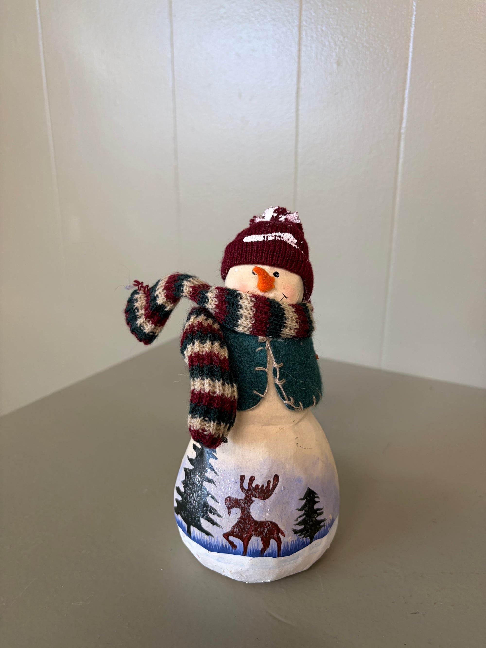 Cozy Wooden Snowman, As Is