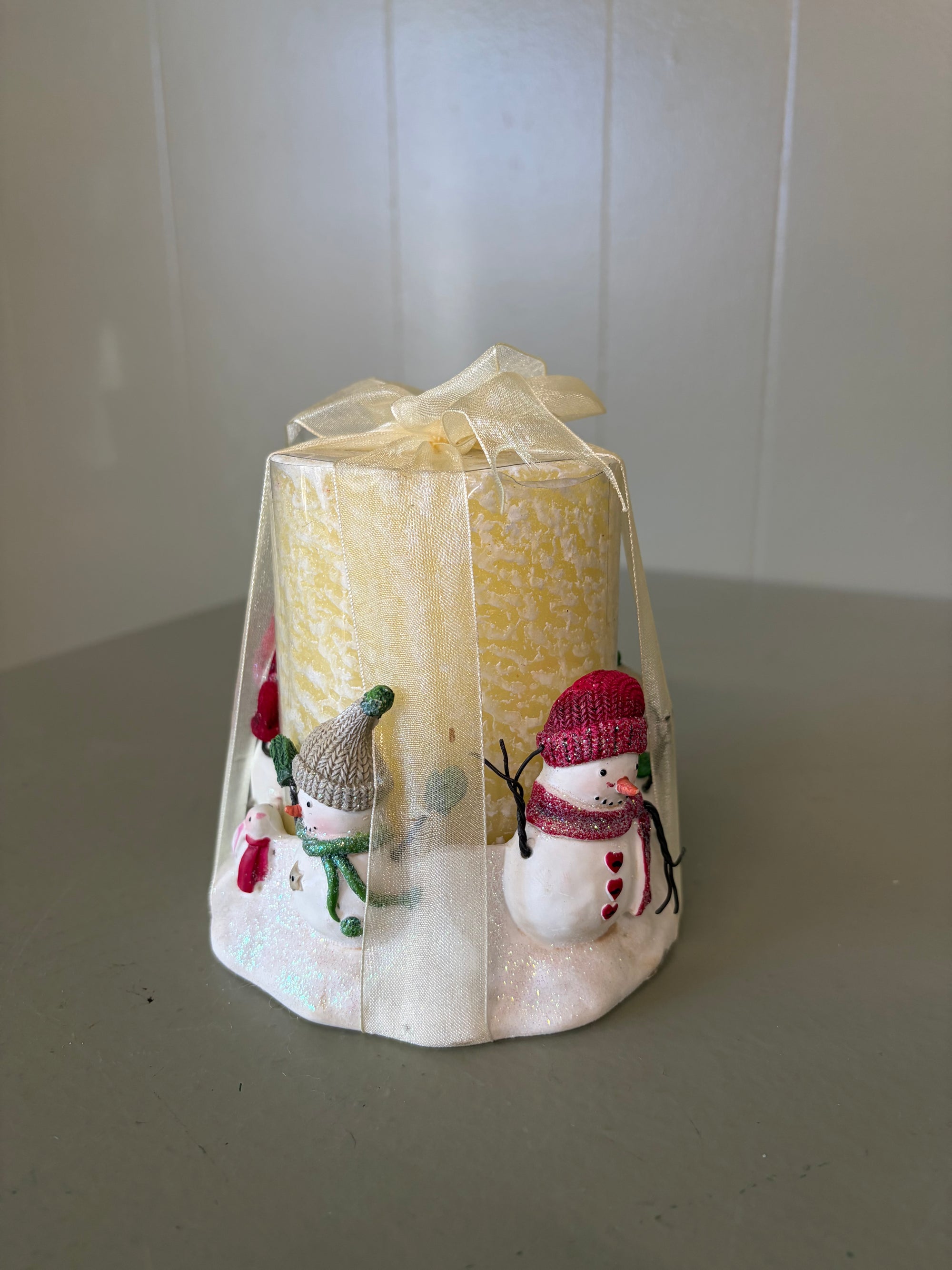Glittery Snowman Candle