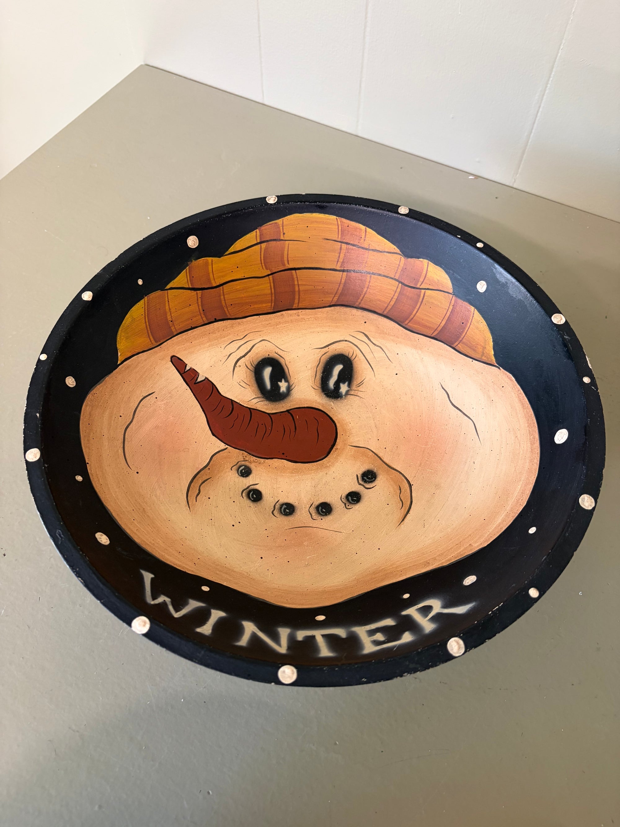 Wooden Snowman Bowl