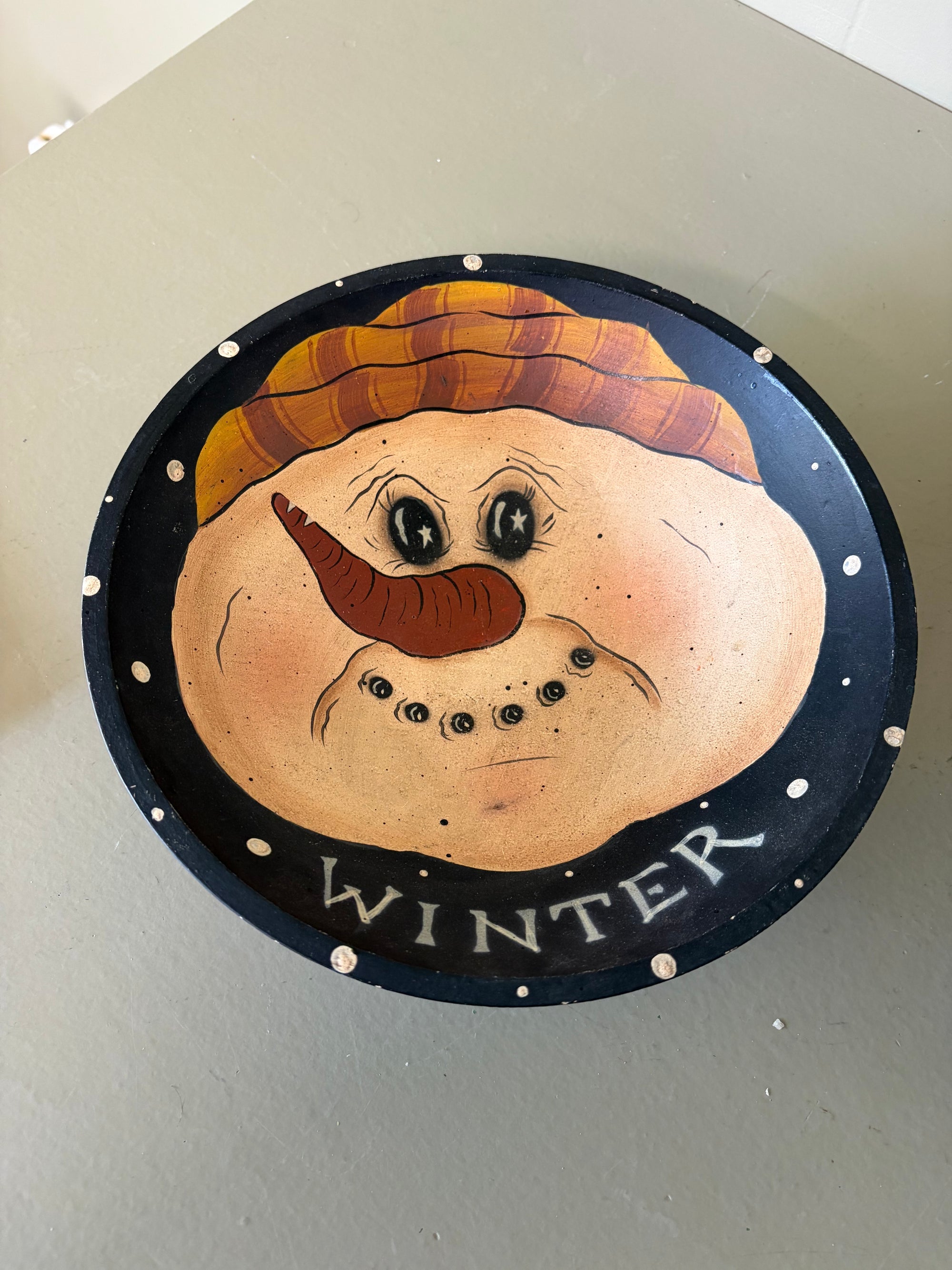 Wooden Snowman Bowl