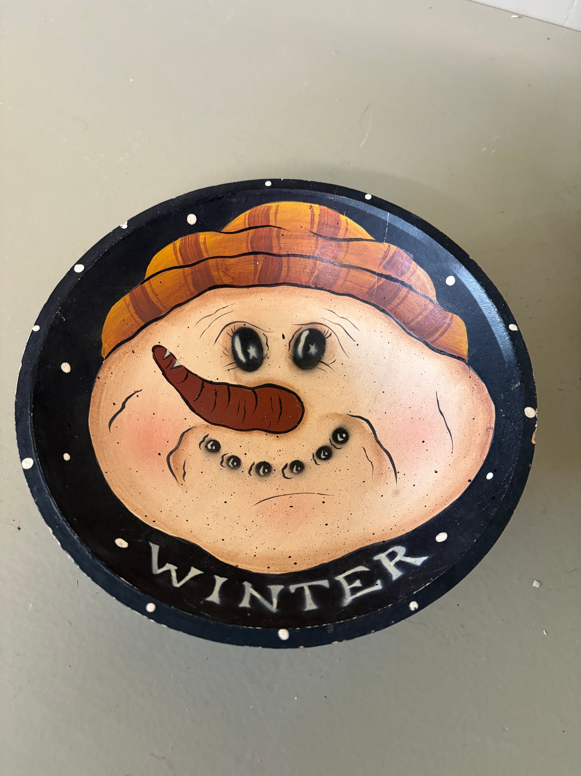 Wooden Snowman Bowl
