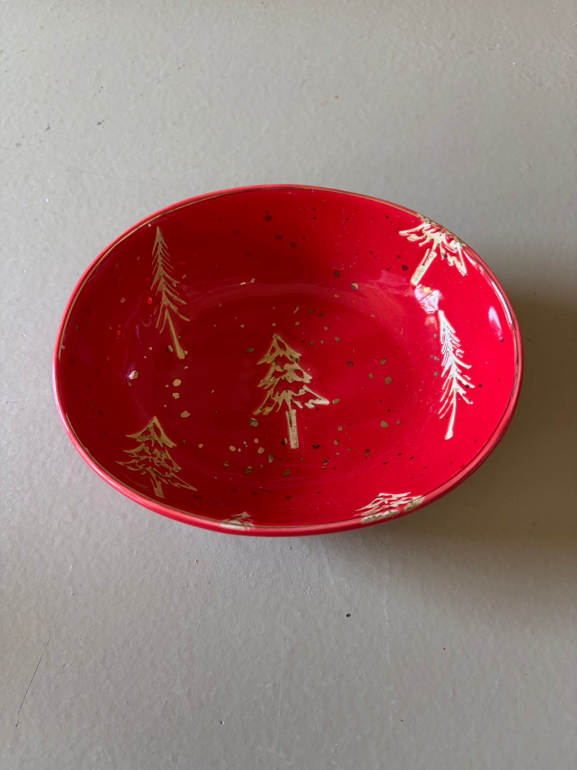 Red and Gold  Trinket Dish