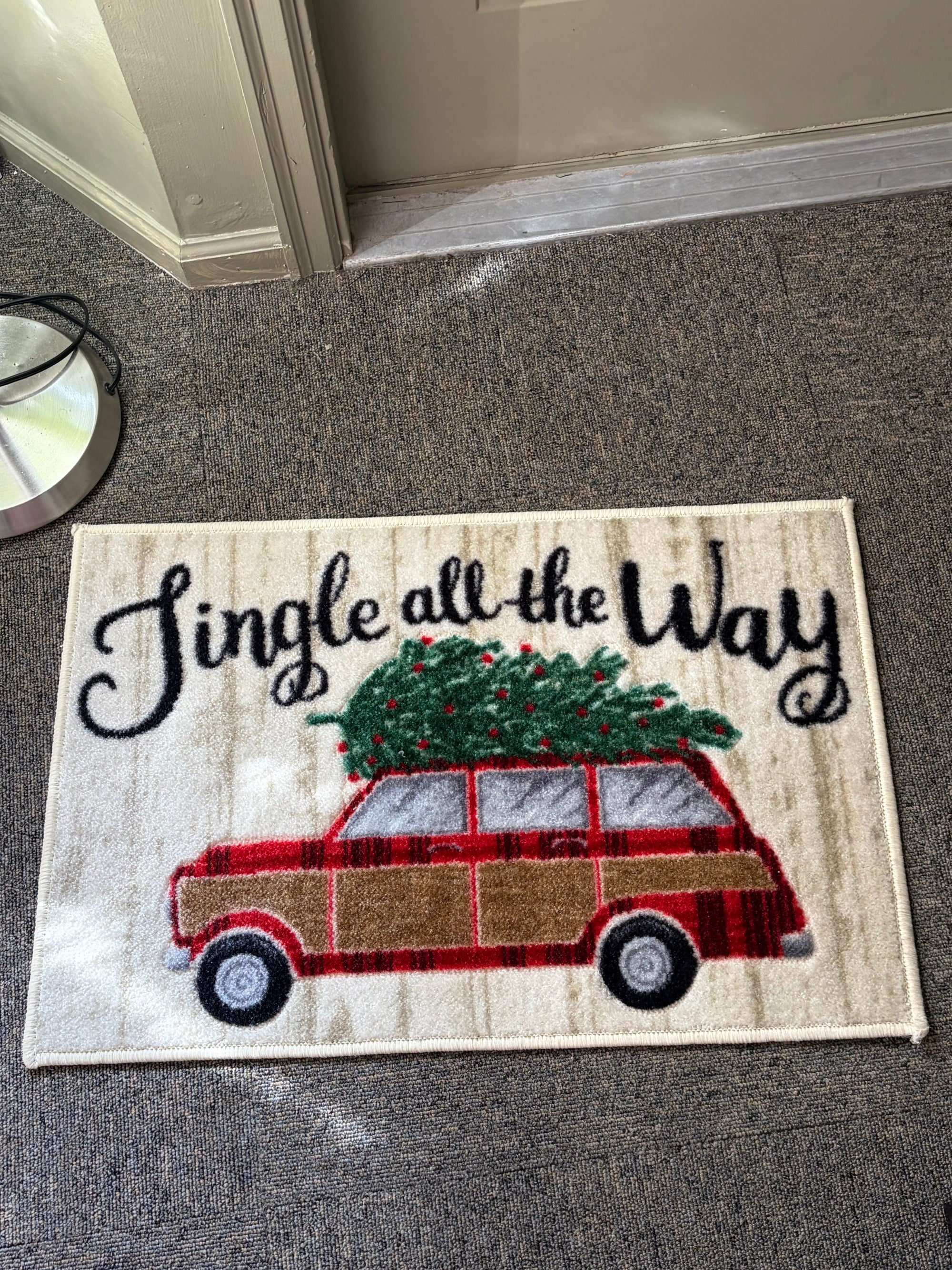 Beige Christmas Truck Rug
