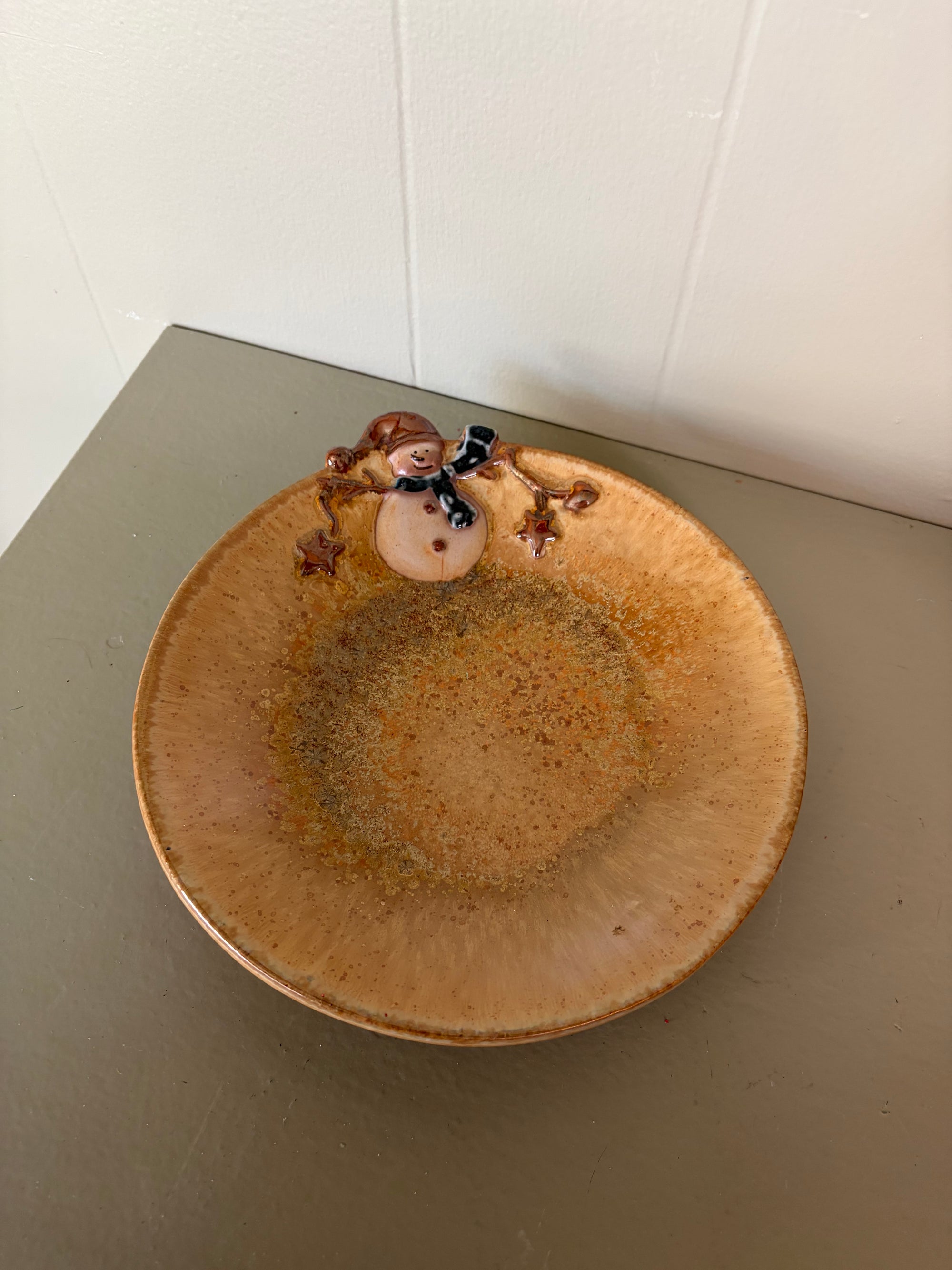 Beige  Snowman Plate